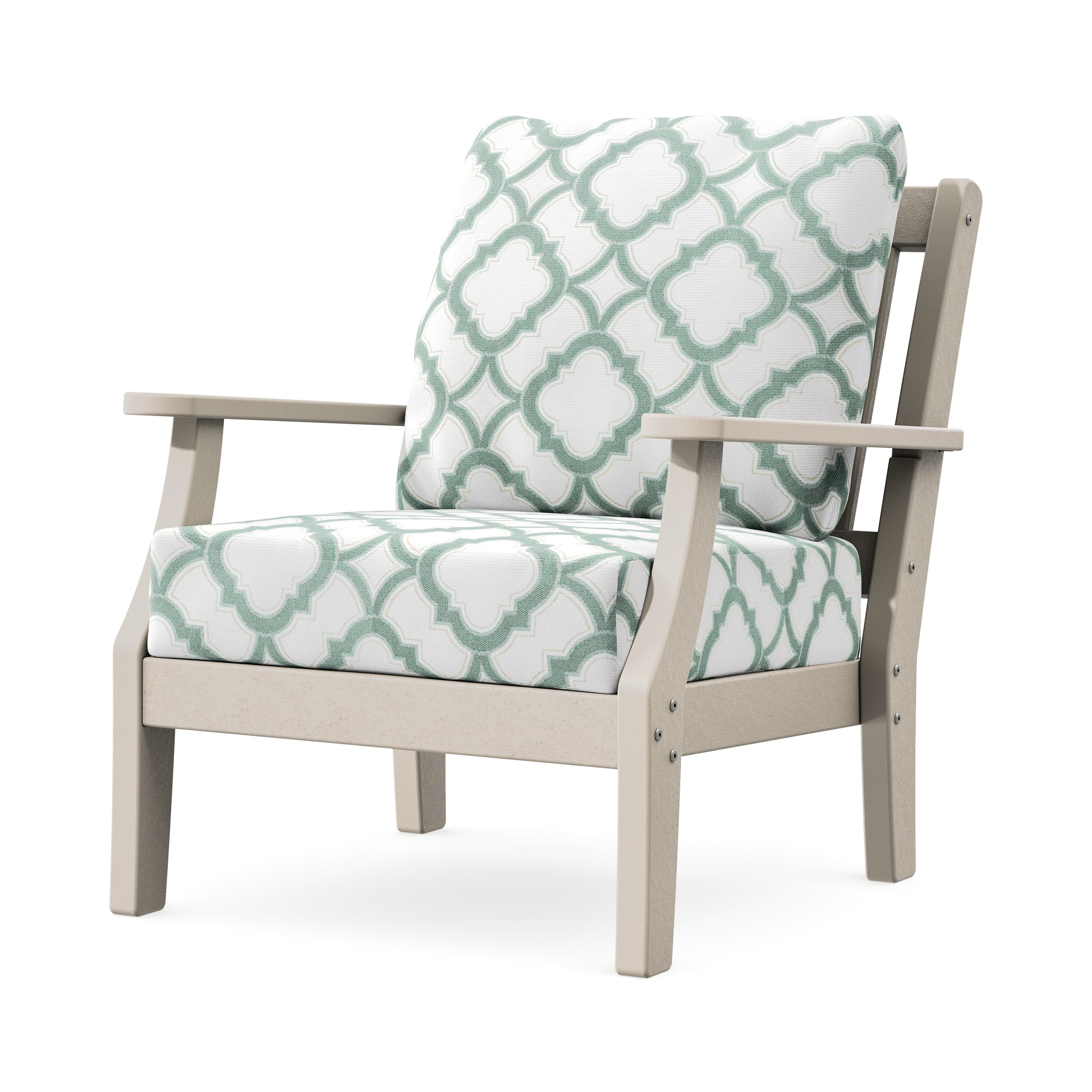 Chinoiserie Deep Seating Chair in Sand / Trellis Glacier Spa