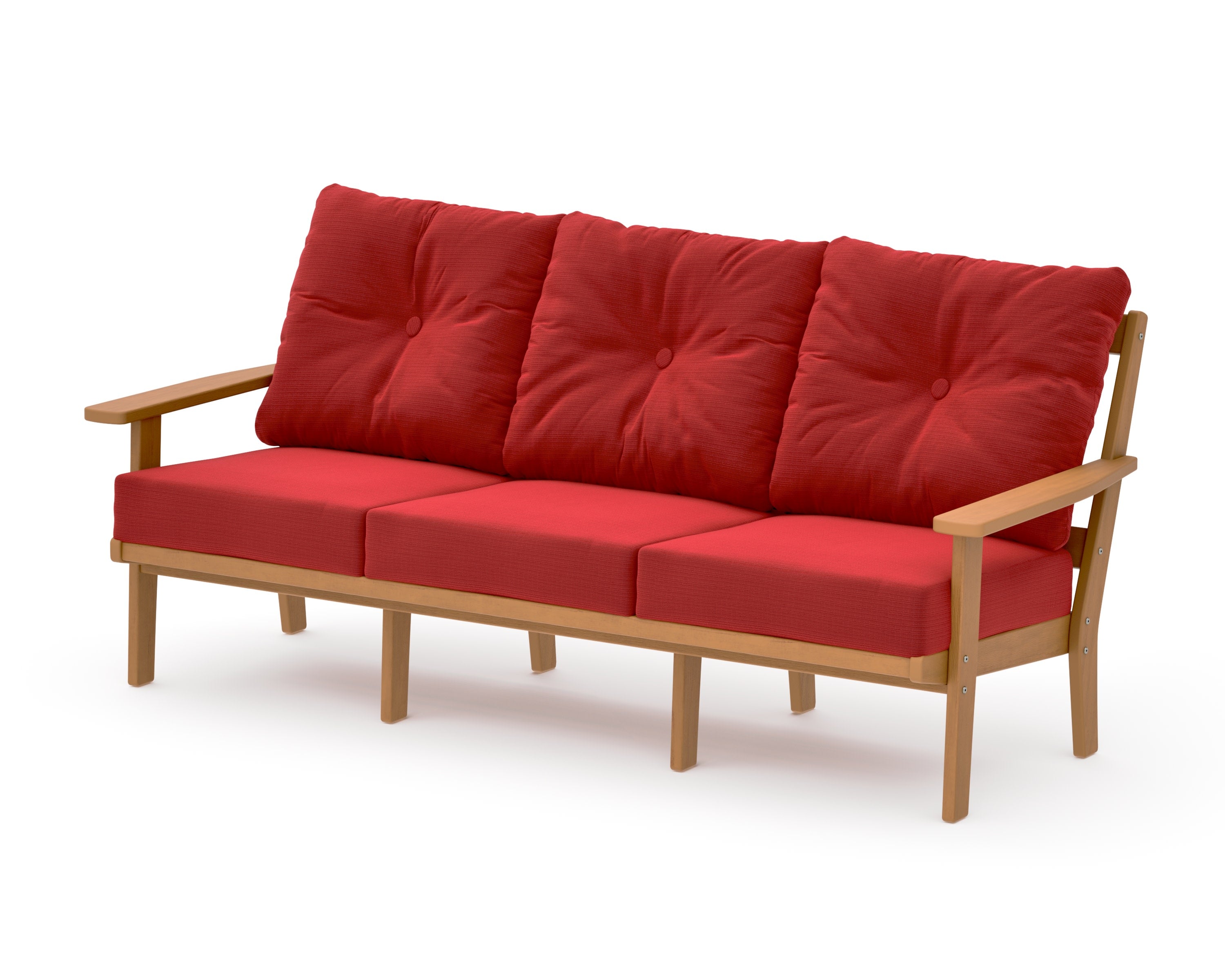 Oxford Deep Seating Sofa in Natural / Crimson Linen