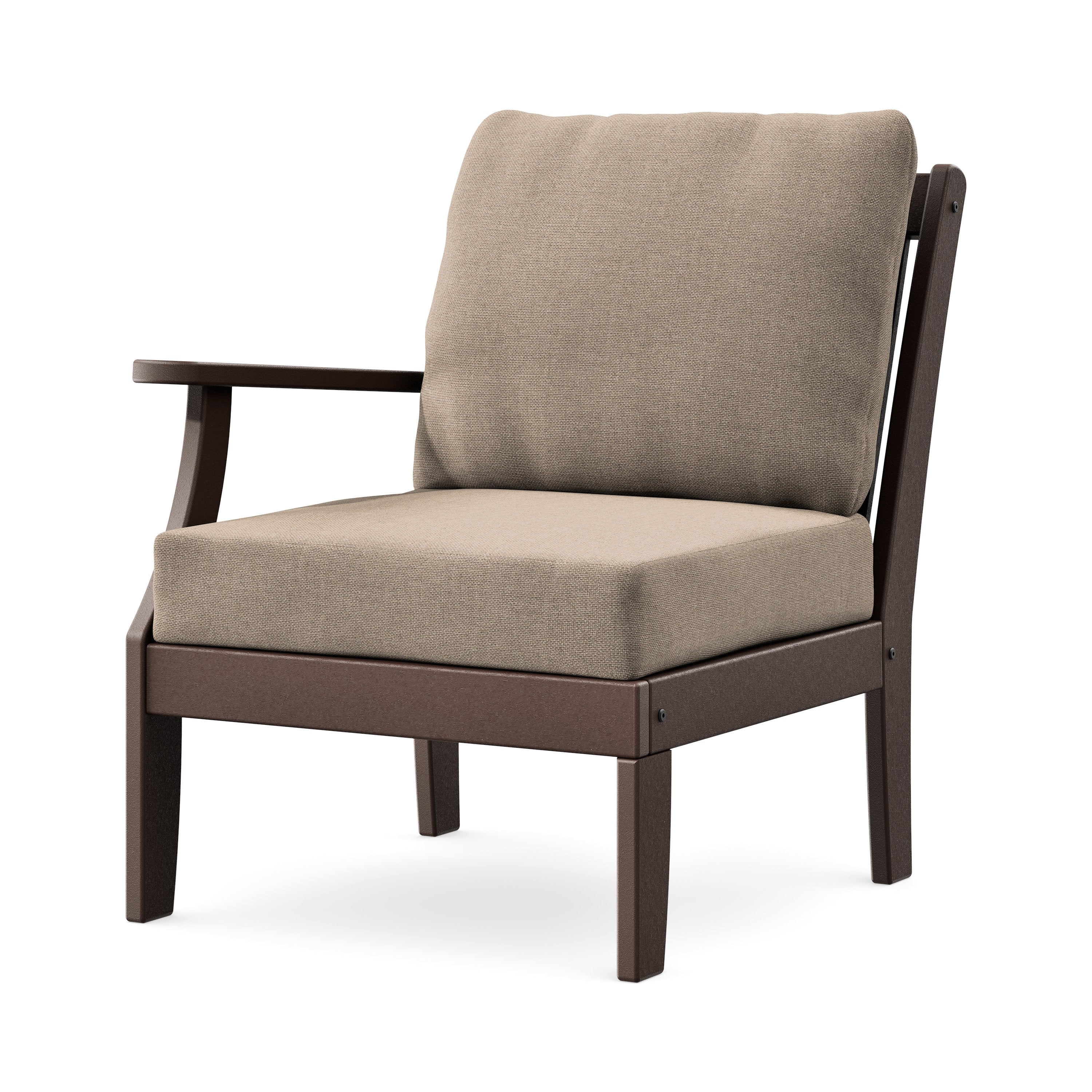 Braxton Modular Left Arm Chair in Mahogany / Spiced Burlap