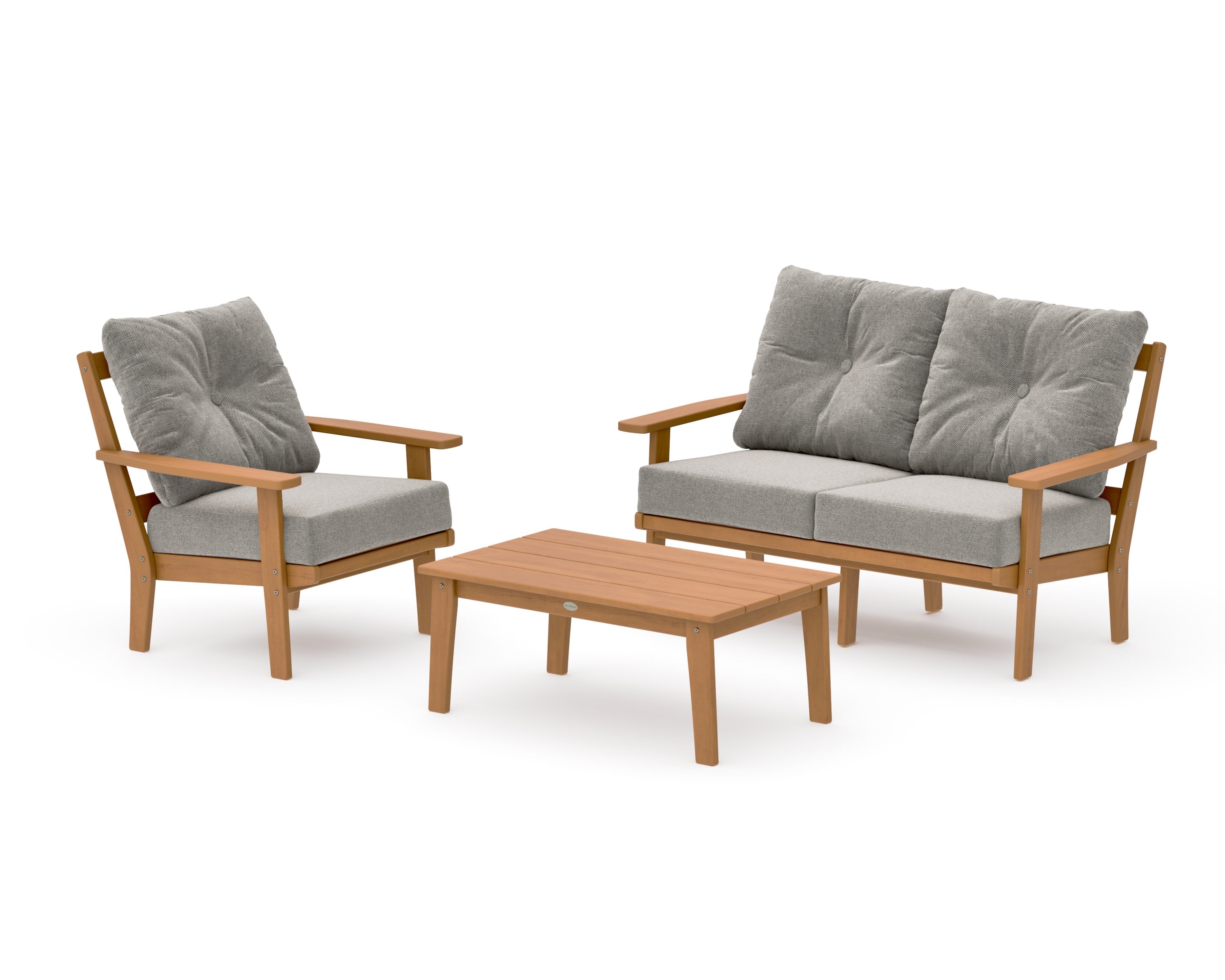 Prairie 3-Piece Deep Seating Set with Loveseat in Natural / Weathered Tweed