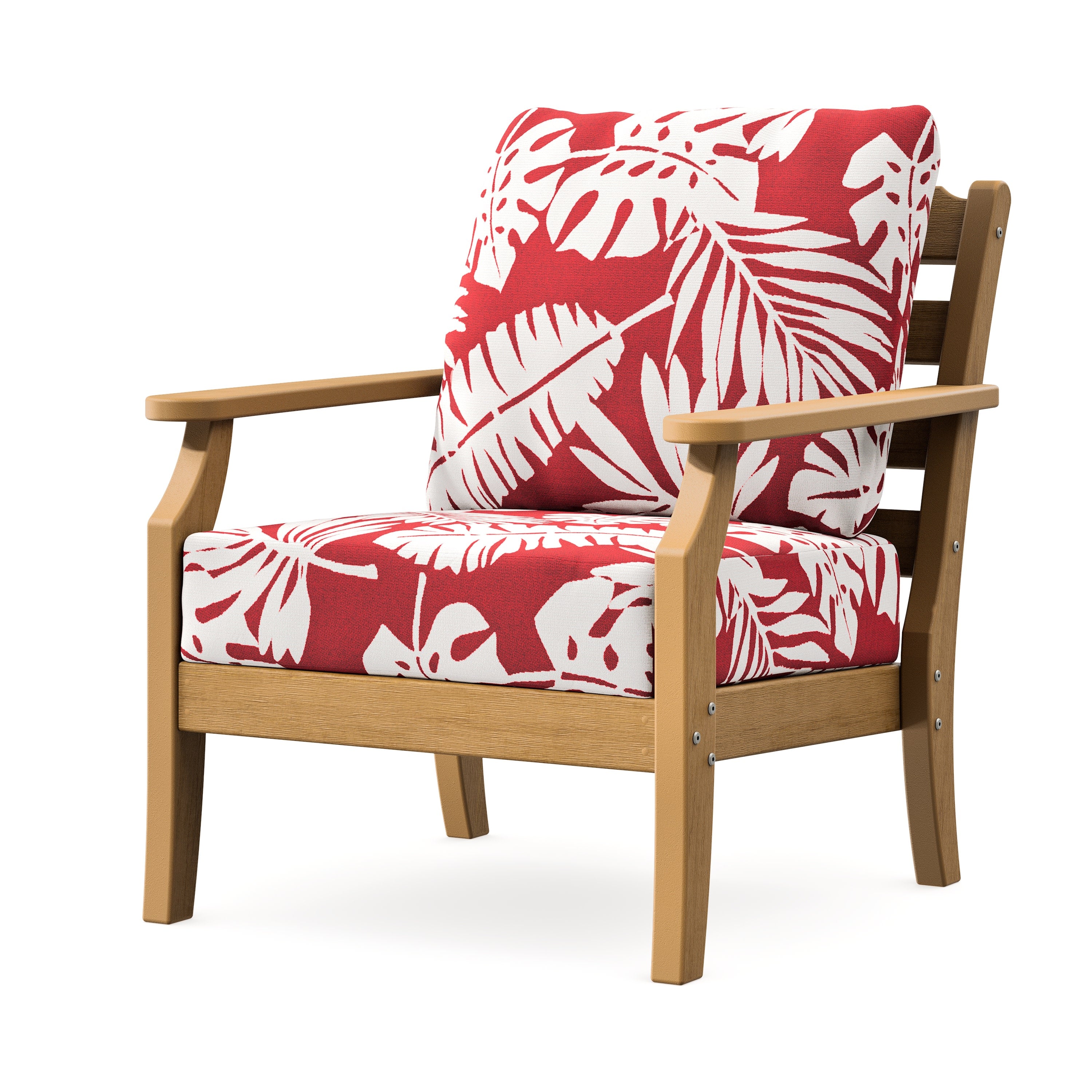 Savannah Deep Seating Chair in Natural / Leaf Crimson
