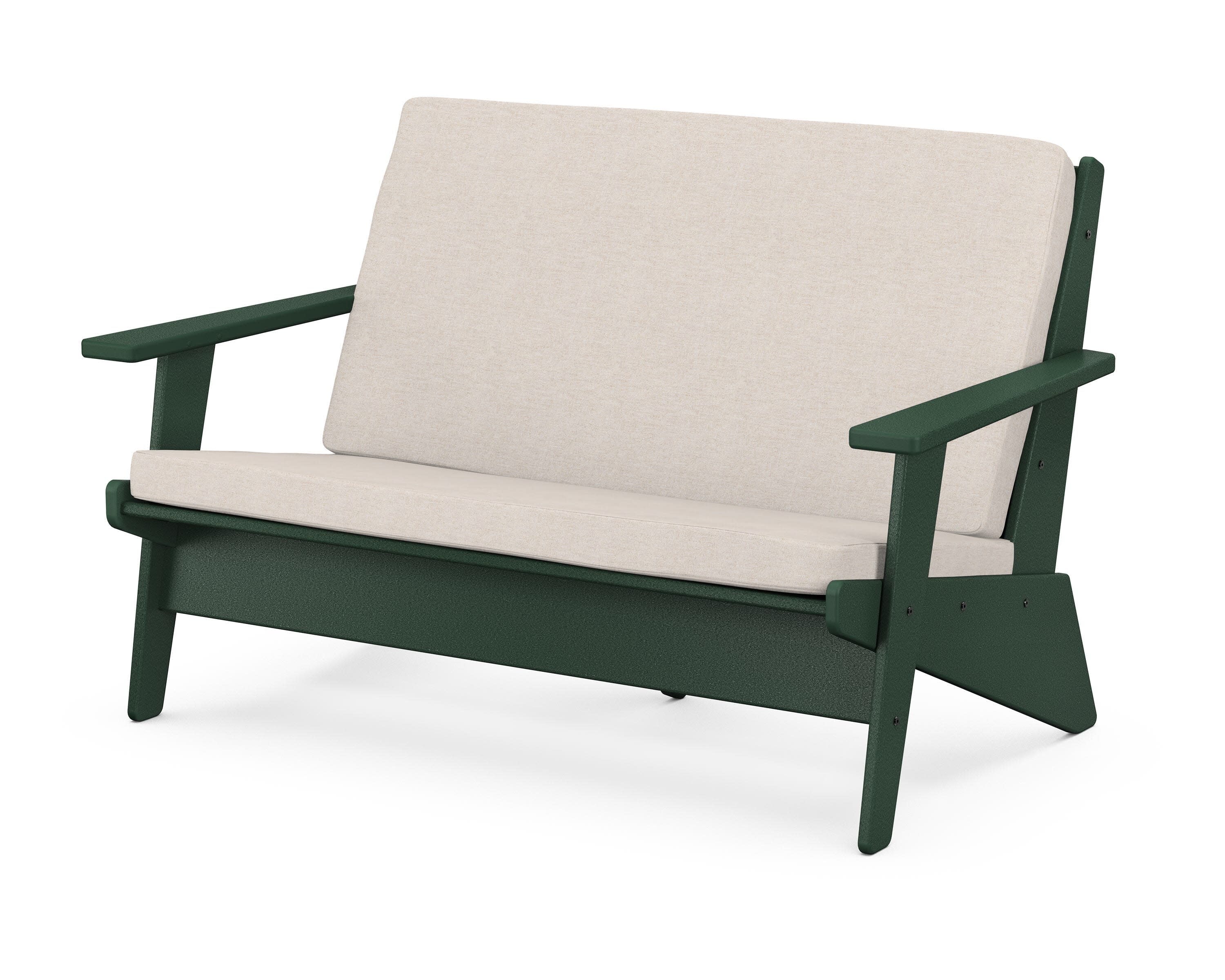 Riviera Modern Lounge Loveseat in Green / Nuance Cloud