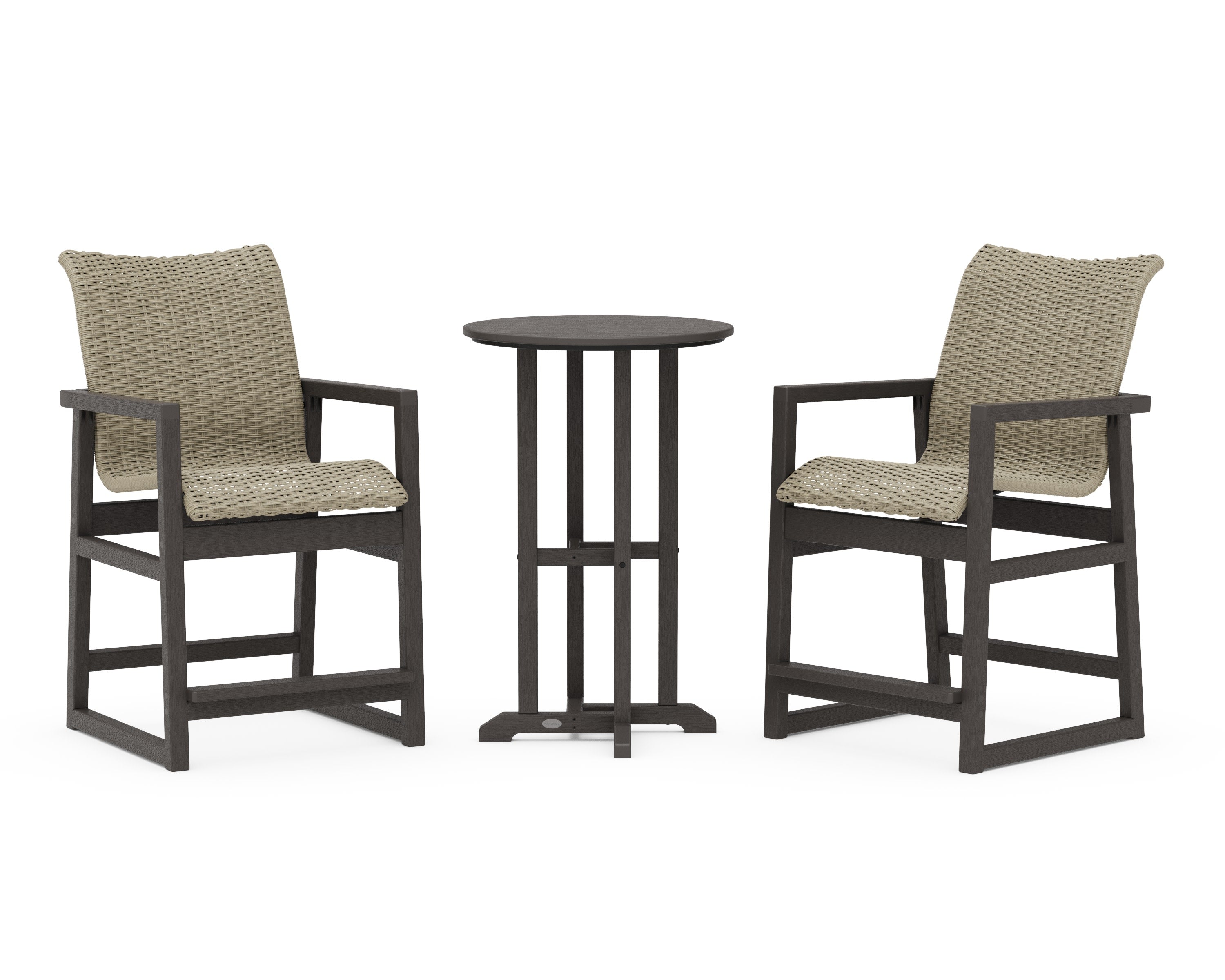 EDGE Woven 3-Piece Farmhouse Counter Set in Vintage Coffee / Dune Grass