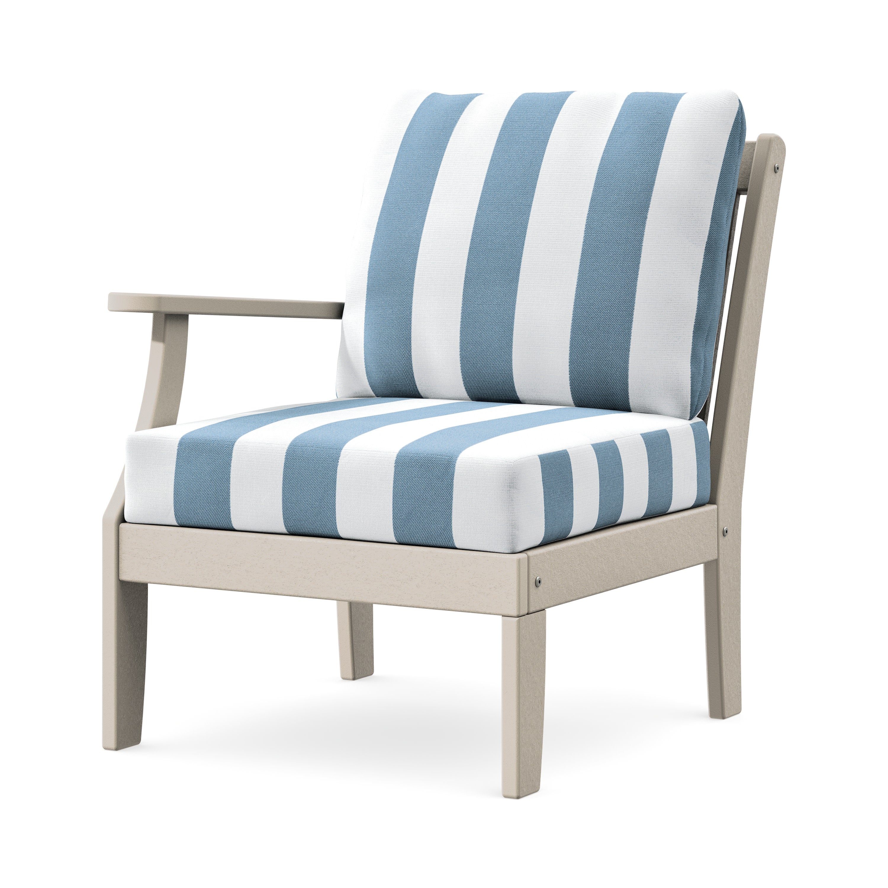 Braxton Modular Left Arm Chair in Sand / Cabana Stripe Sky Blue