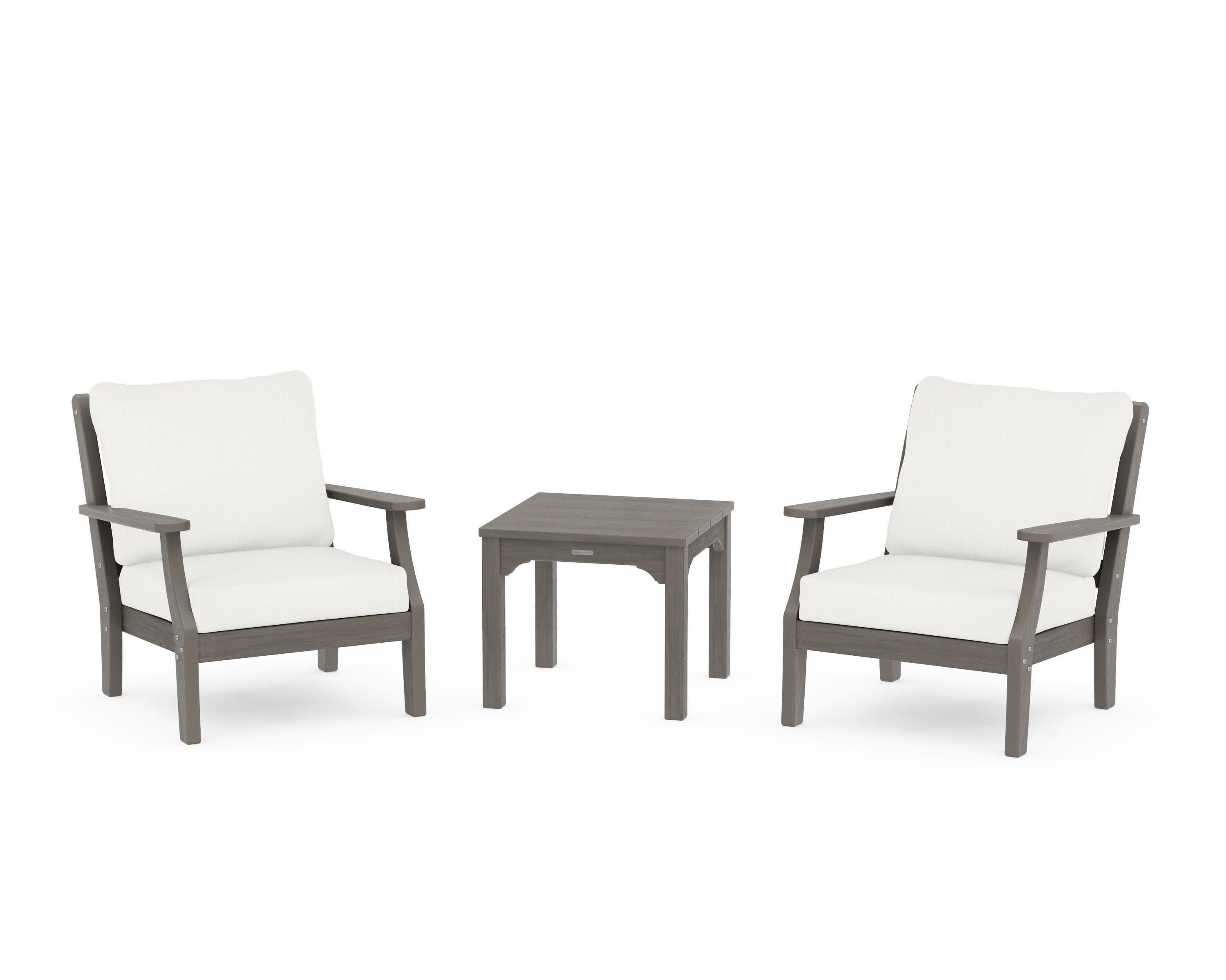 Chinoiserie 3-Piece Deep Seating Set in Driftwood / Natural Linen