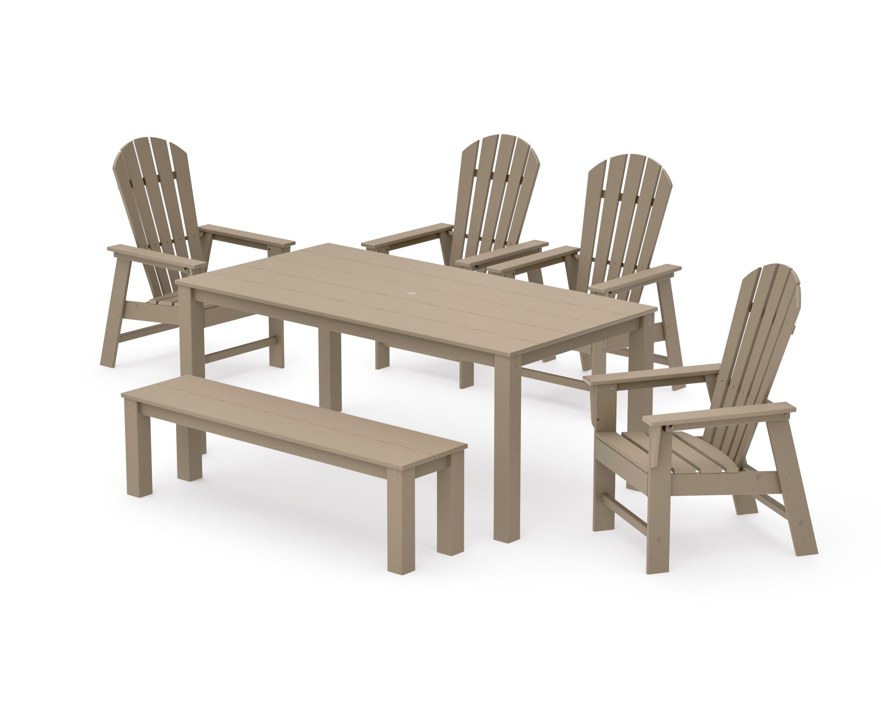 South Beach 6-Piece Parsons Dining Set with Bench in Vintage Sahara