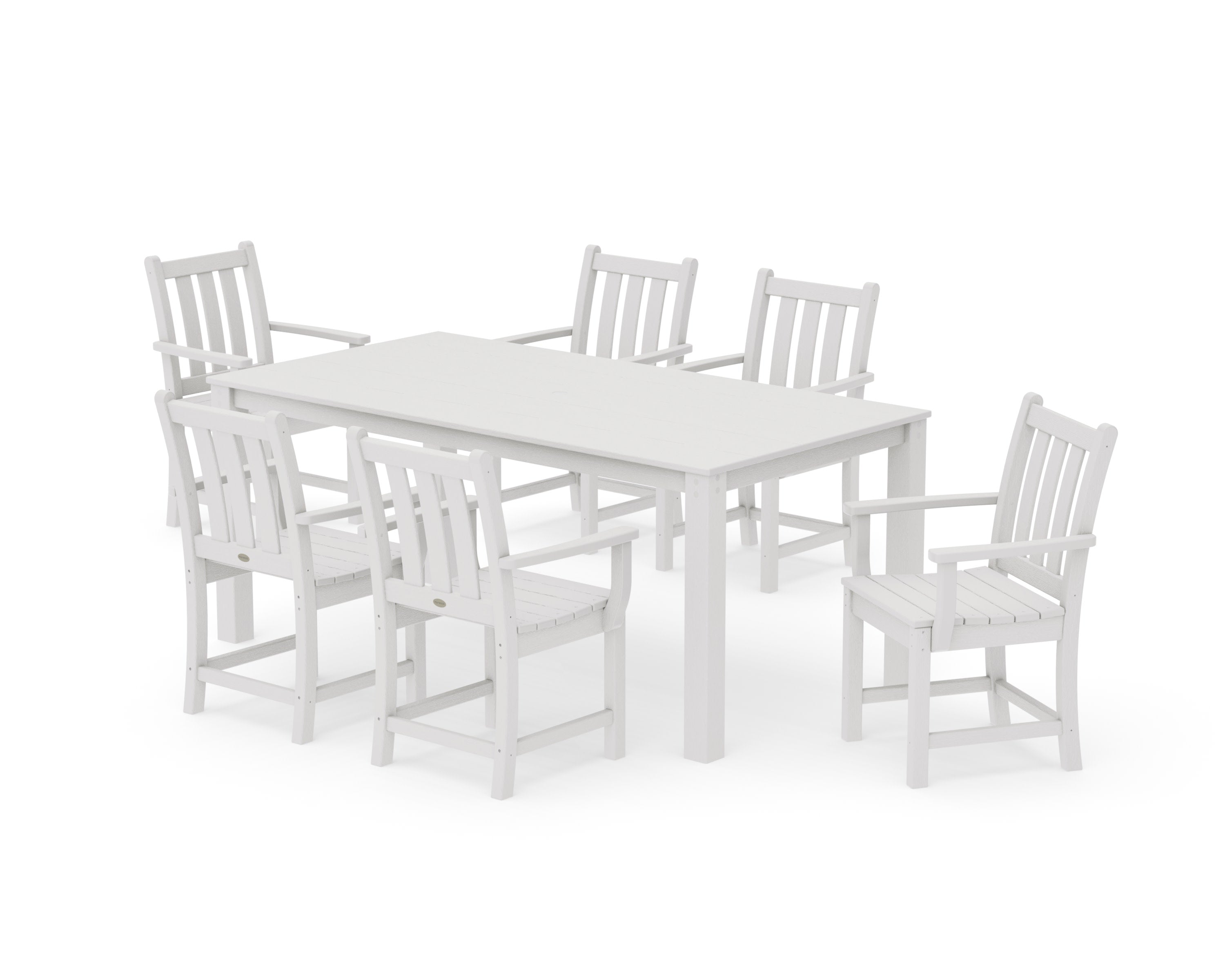 Traditional Garden Arm Chair 7-Piece Parsons Dining Set in Vintage White