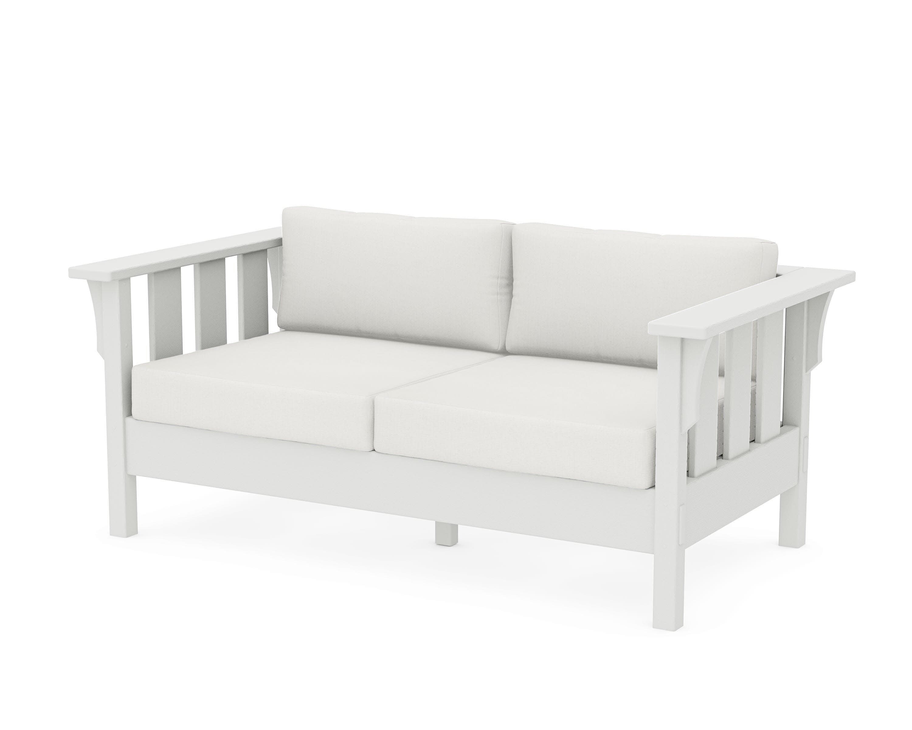 Acadia Deep Seating Loveseat in Vintage White / Natural Linen