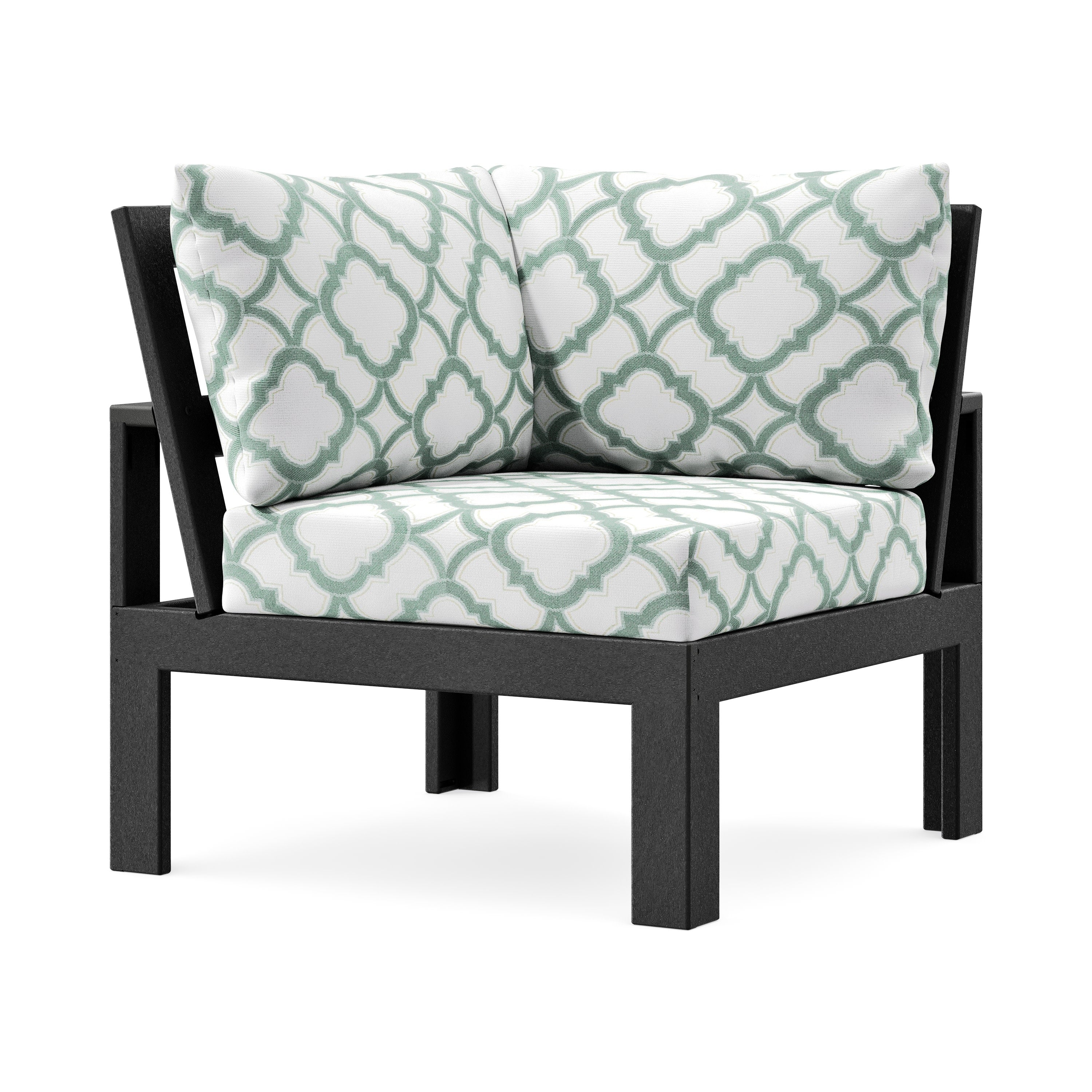 Modular Corner Chair in Black / Trellis Glacier Spa