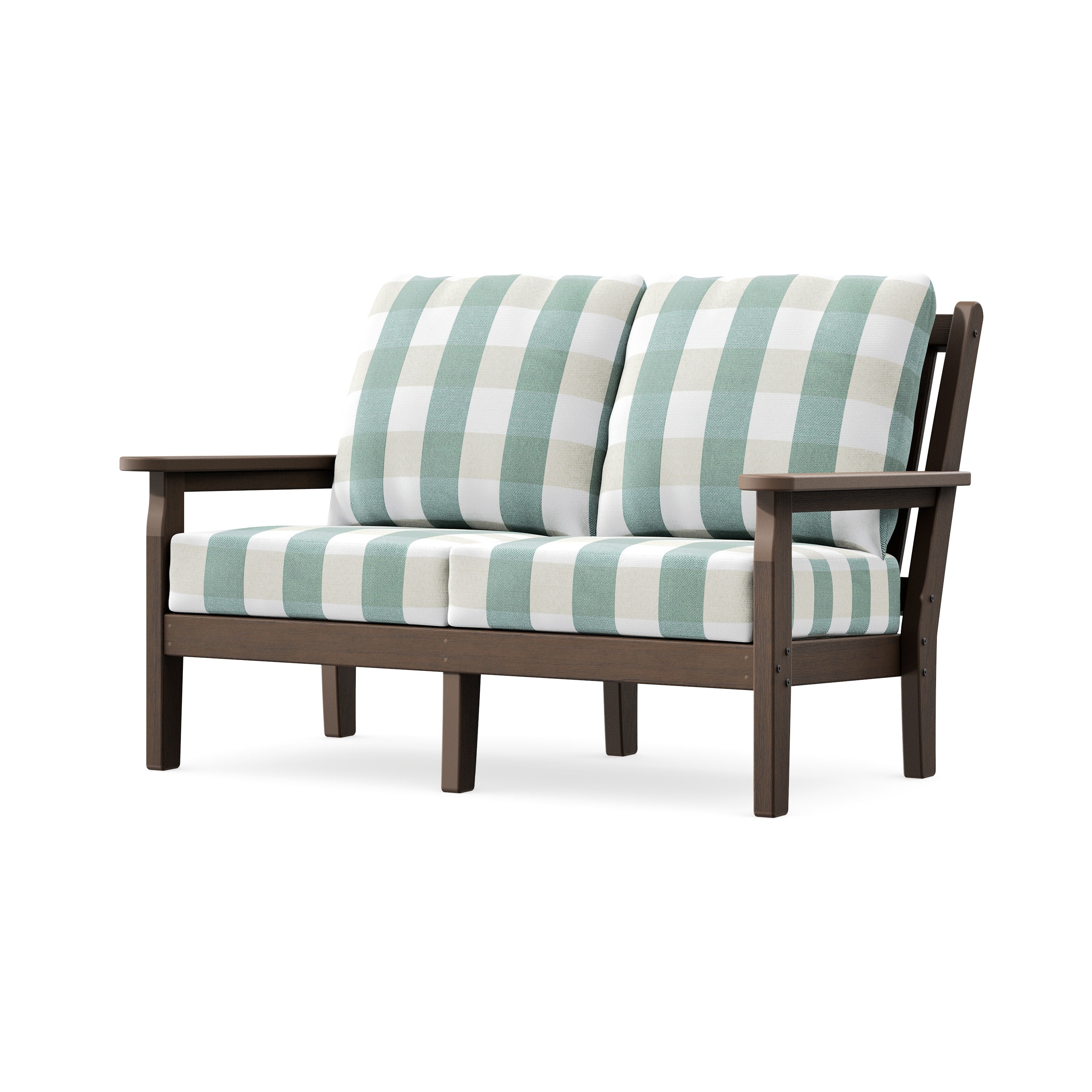 Chippendale Deep Seating Loveseat in Kona / Buffalo Plaid Glacier Spa