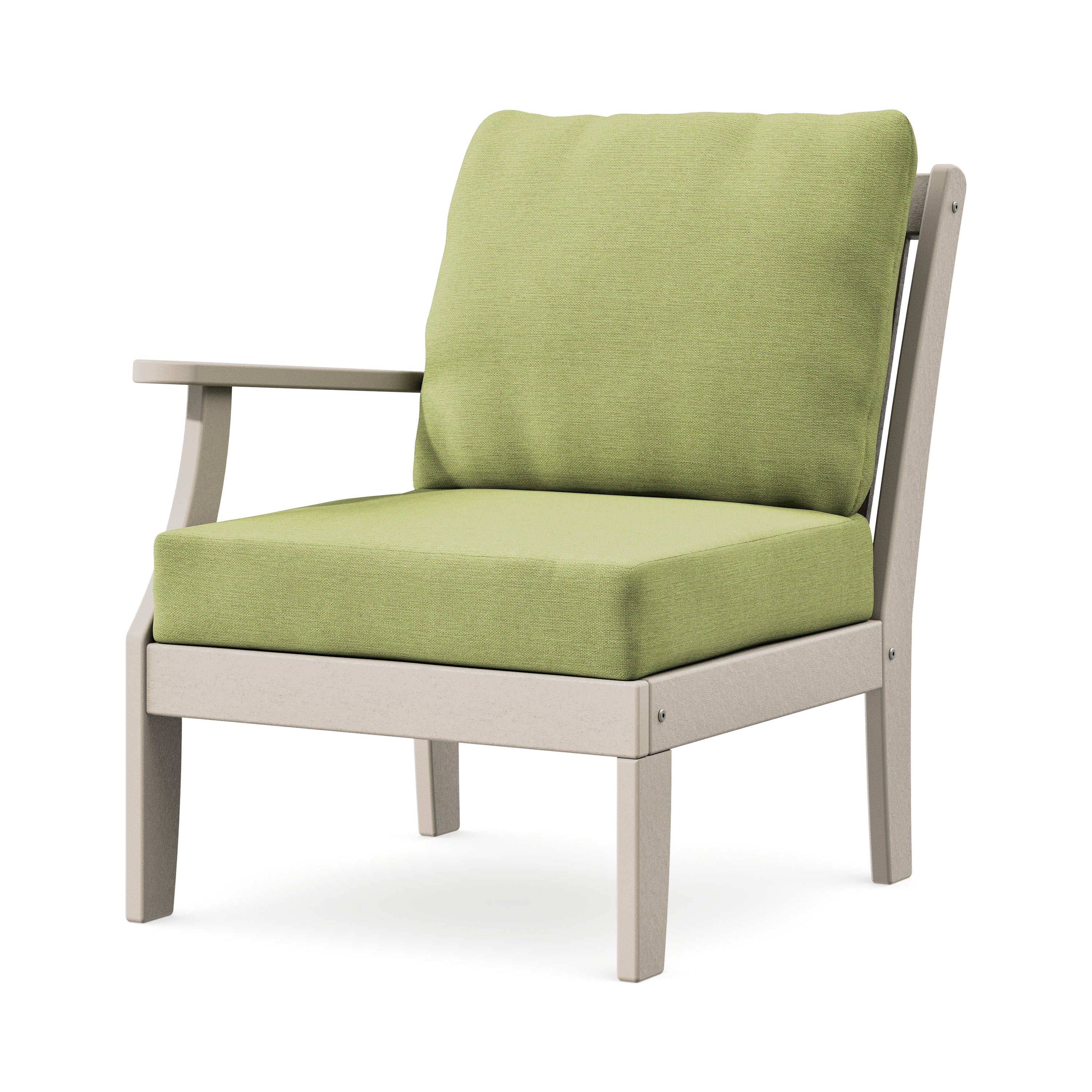 Braxton Modular Left Arm Chair in Sand / Chartreuse Boucle