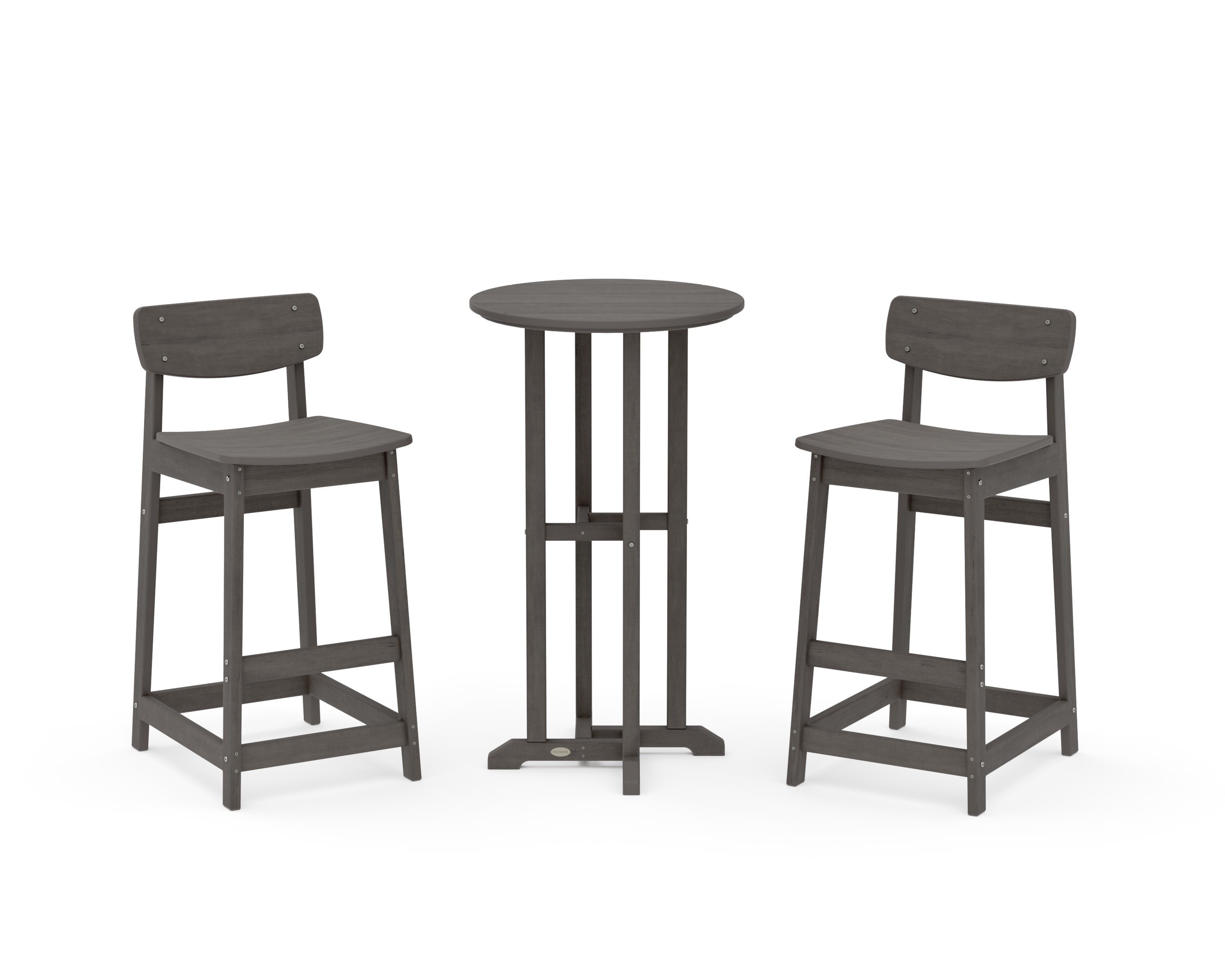 Modern Studio Urban Lowback Bar Chair 3-Piece Bistro Set in Driftwood