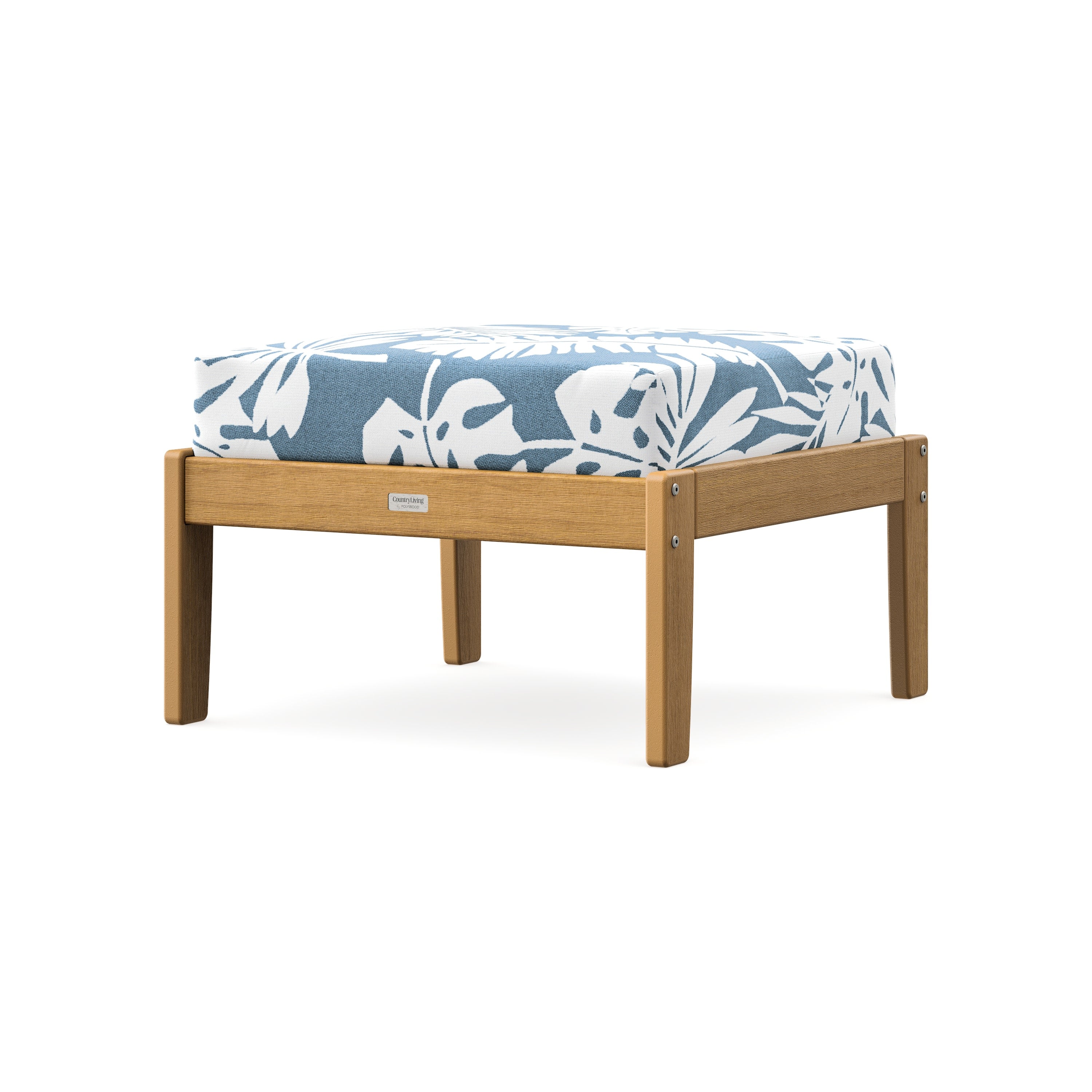 Cottage Deep Seating Ottoman in Natural / Leaf Sky Blue