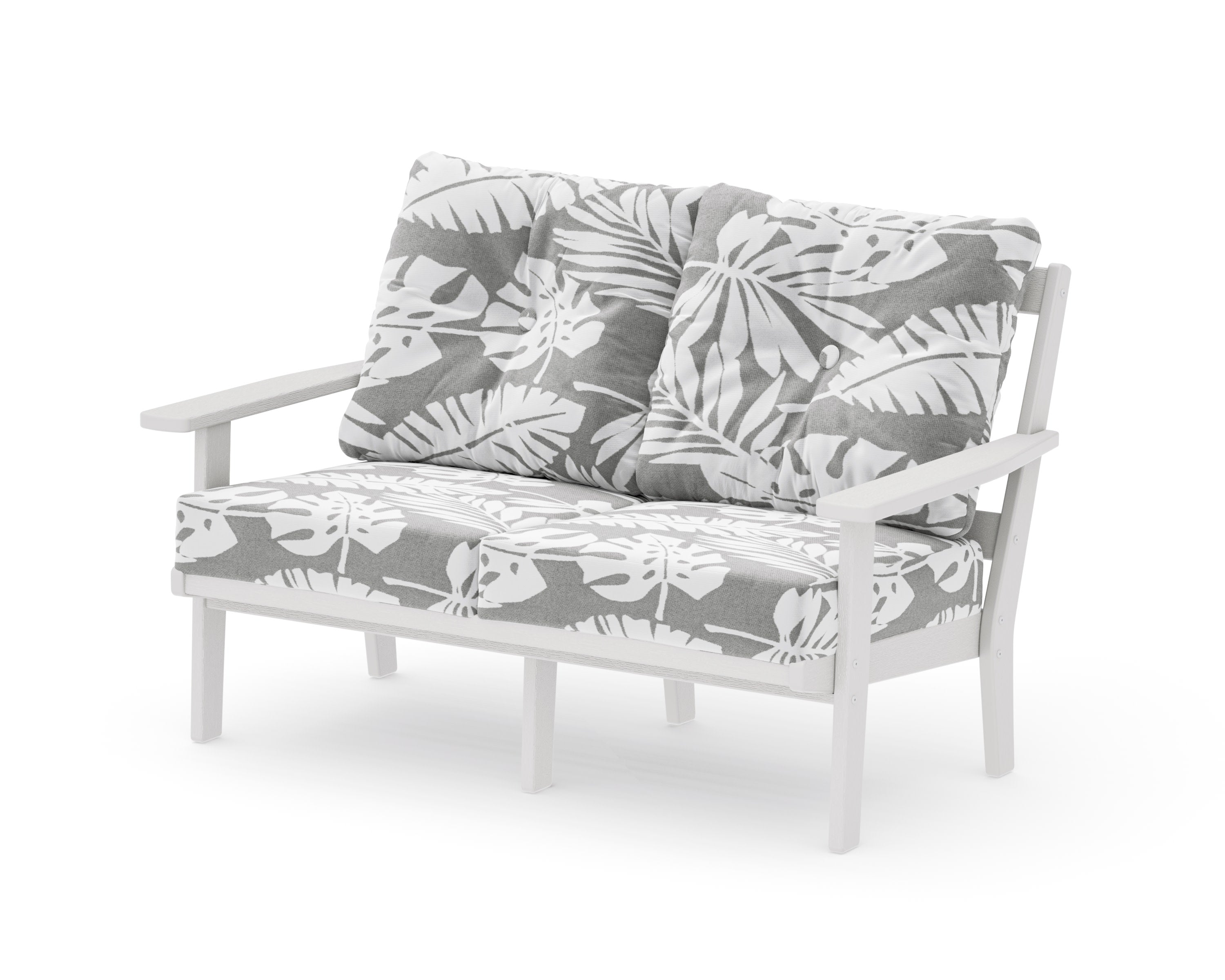 Oxford Deep SeatingLoveseat in Vintage White / Leaf Grey Mist