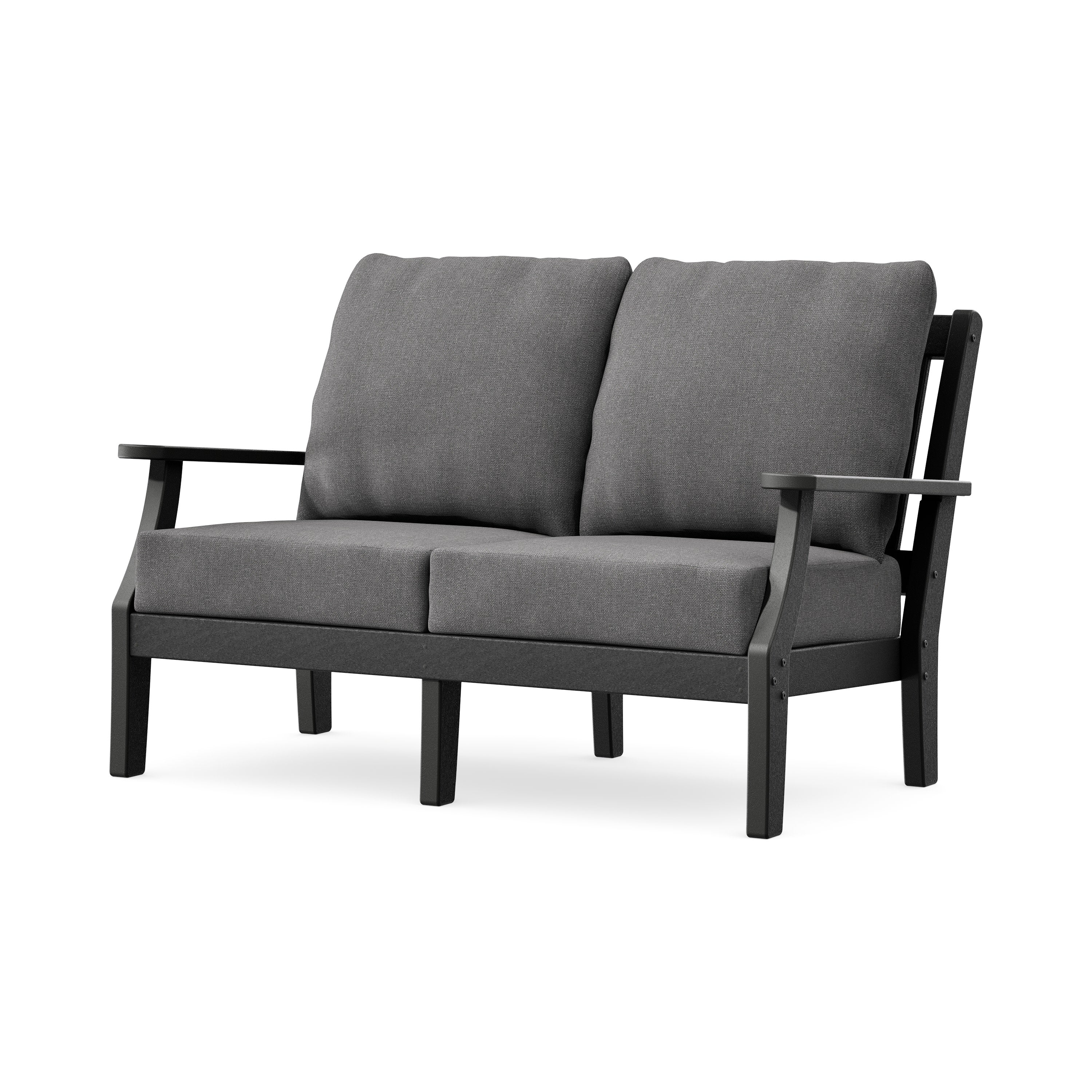 Chinoiserie Deep Seating Loveseat in Black / Ash Charcoal