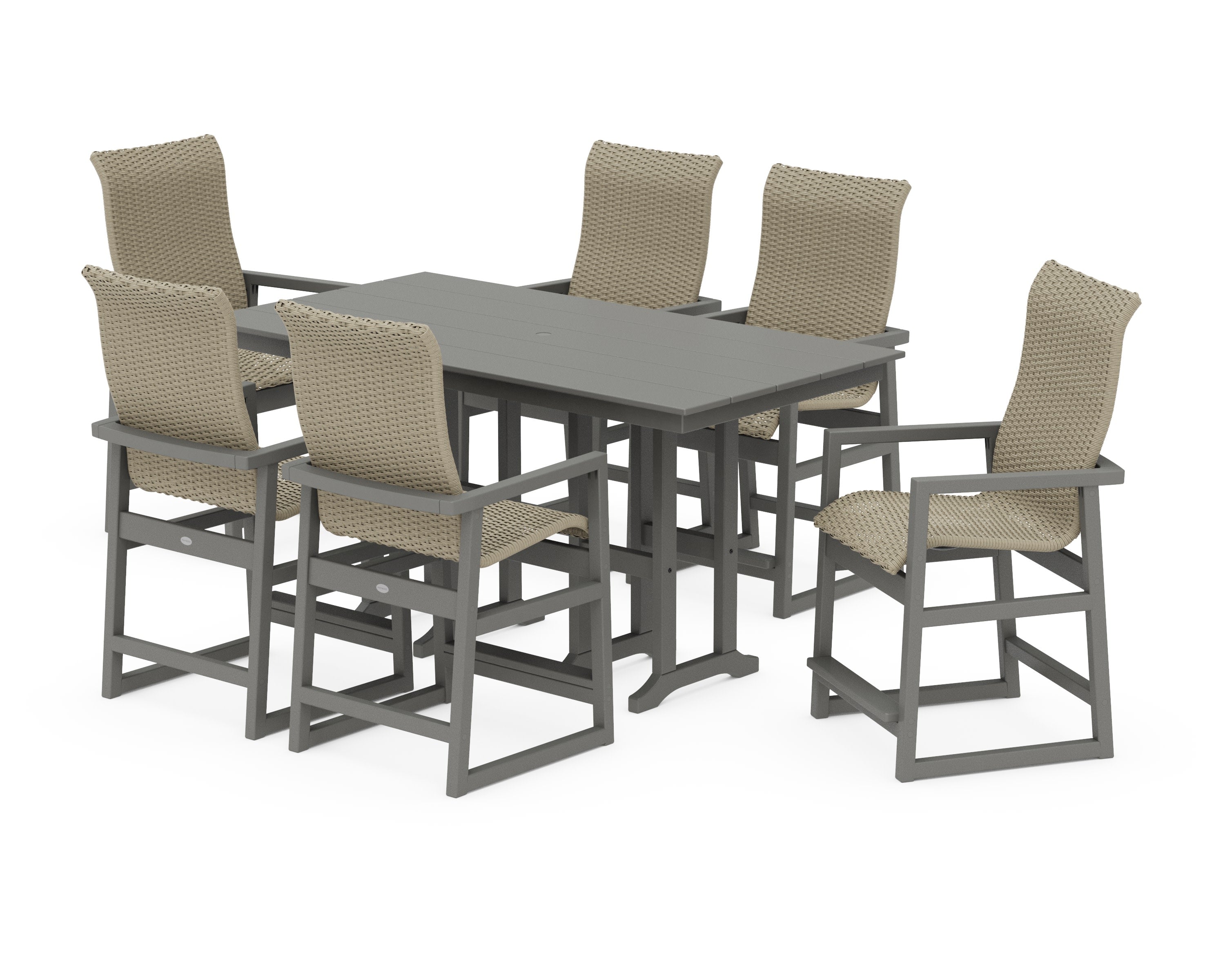 EDGE Woven Highback Arm Chair 7-Piece Farmhouse Counter Set