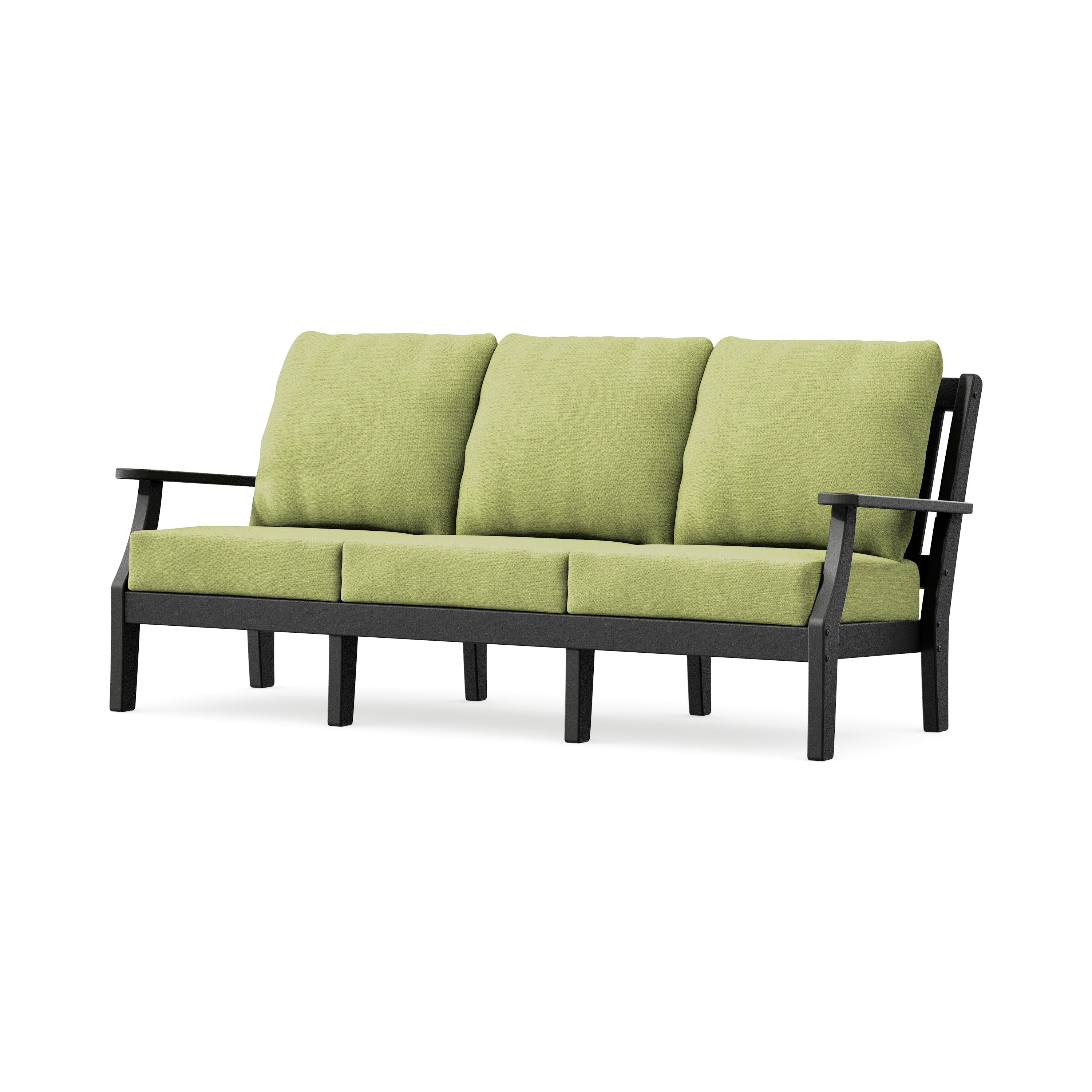Chinoiserie Deep Seating Sofa in Black / Chartreuse Boucle