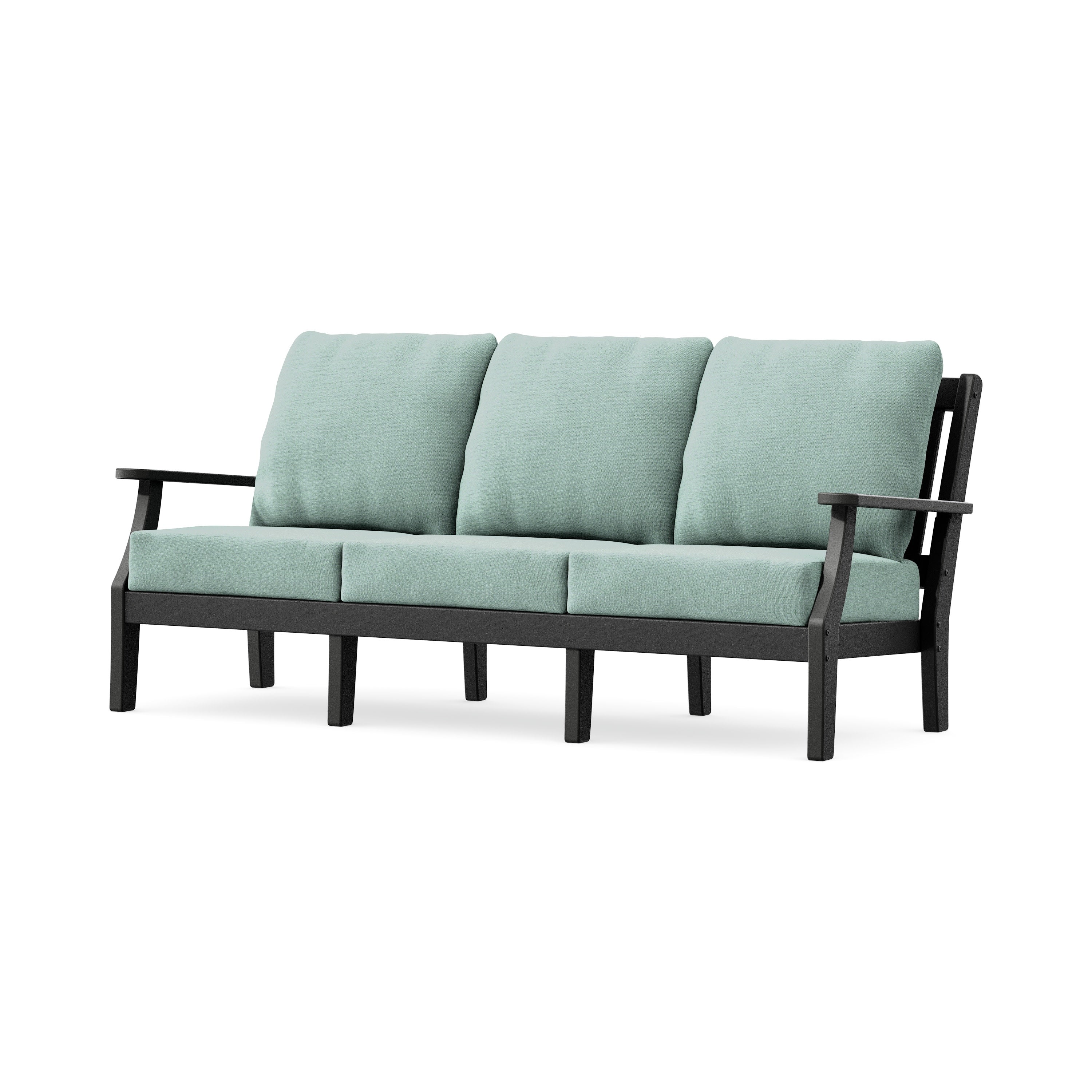 Chinoiserie Deep Seating Sofa in Black / Glacier Spa