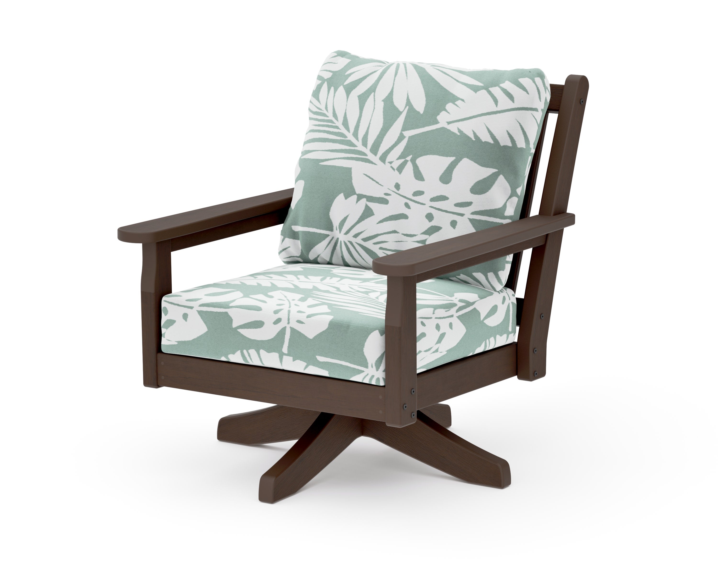 Chippendale Deep Seating Swivel Chair in Kona / Leaf Glacier Spa