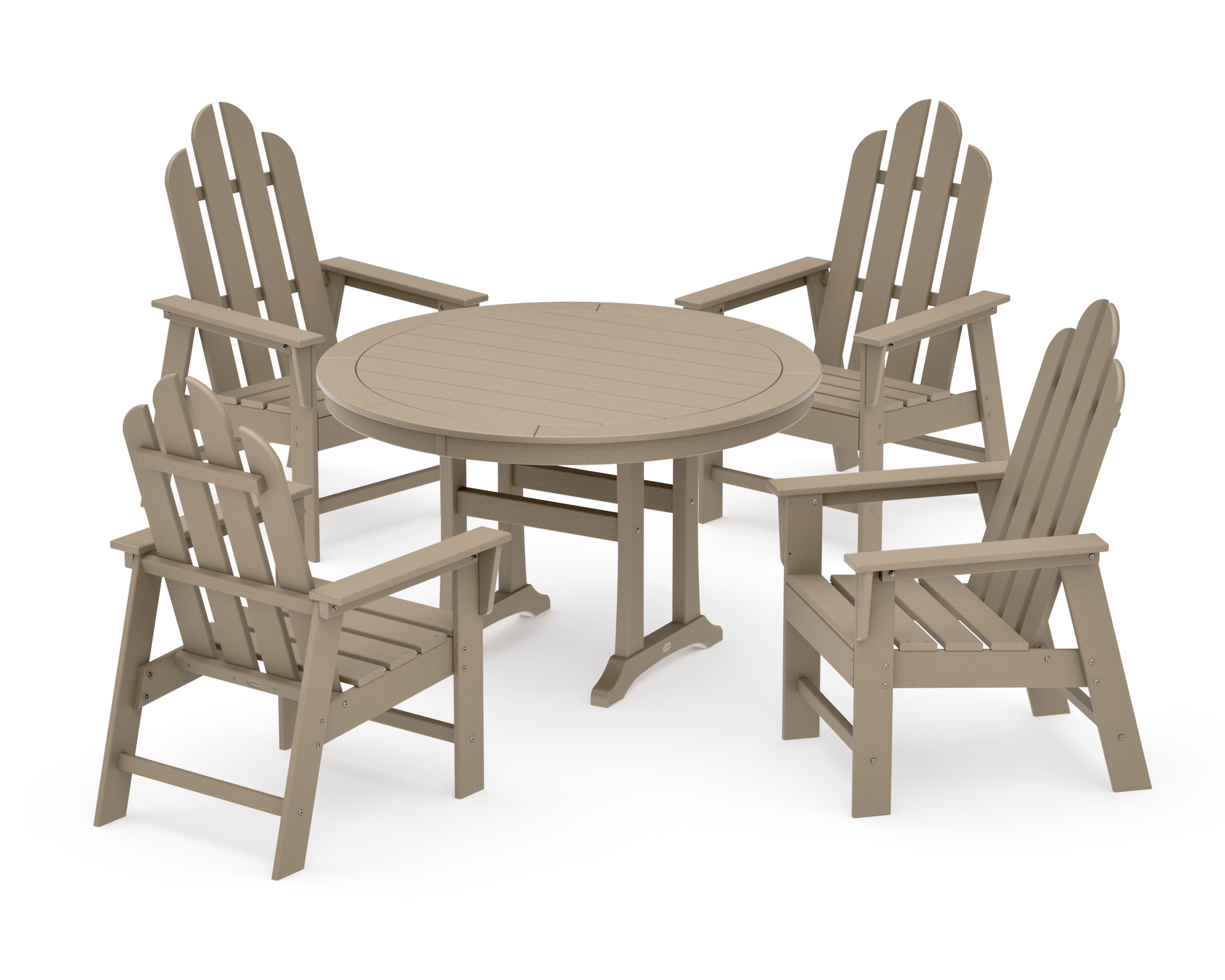 Long Island 5-Piece Round Dining Set with Trestle Legs in Vintage Sahara