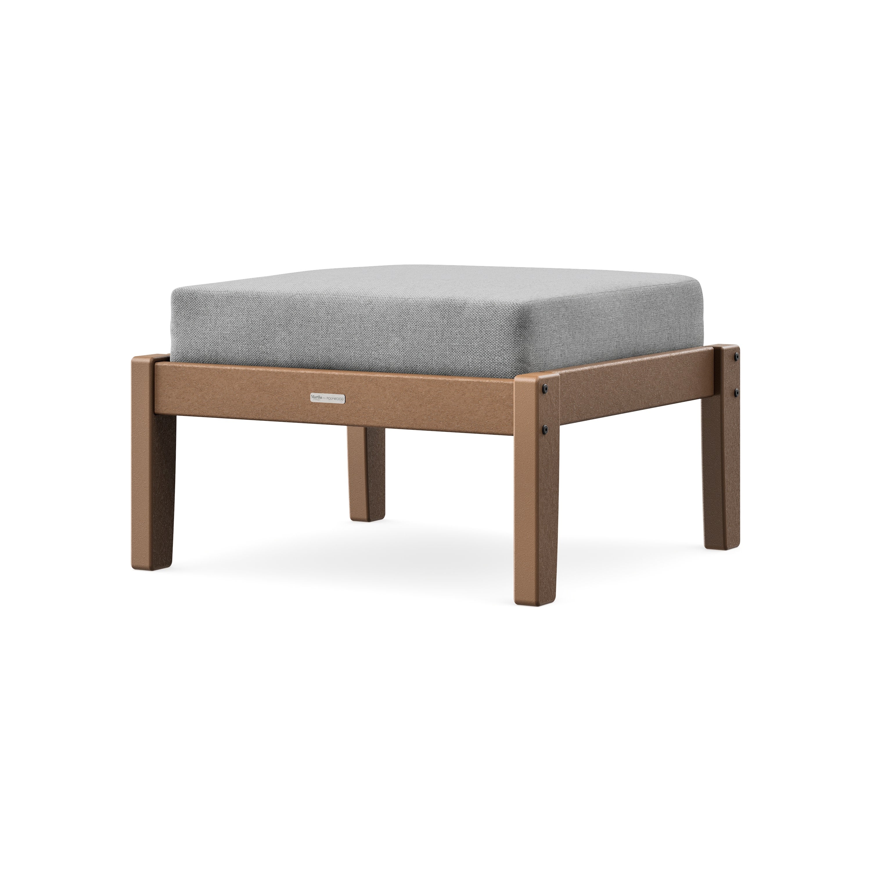 Chinoiserie Deep Seating Ottoman in Teak / Grey Mist