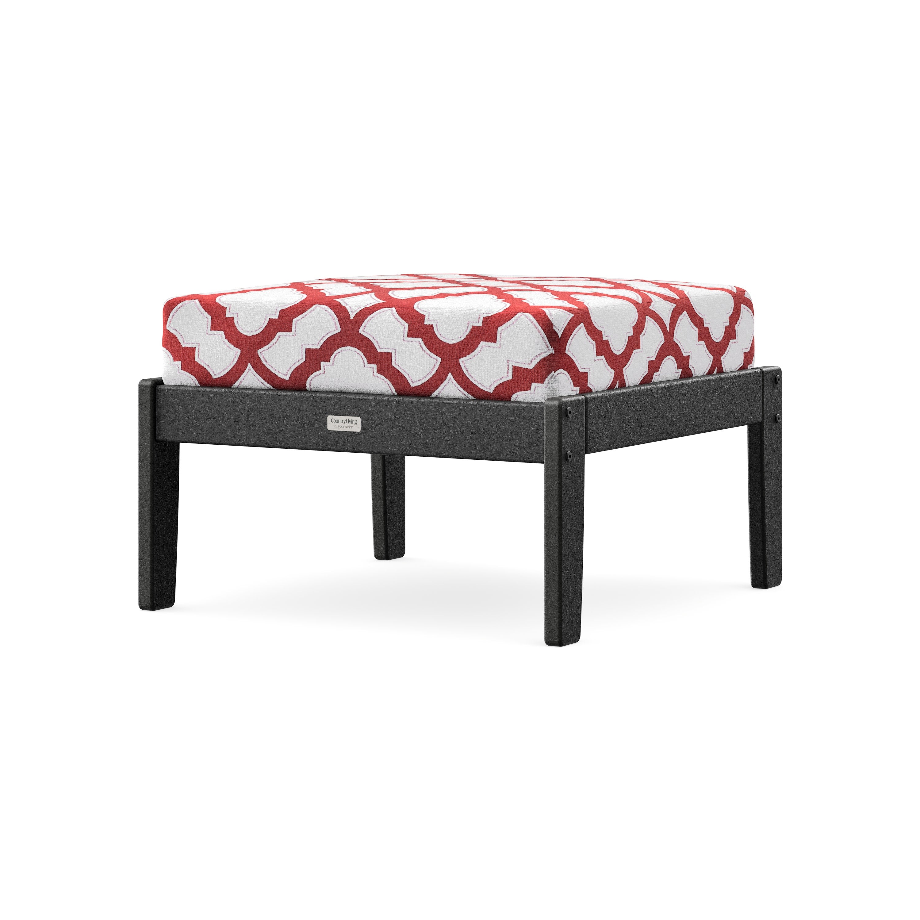 Cottage Deep Seating Ottoman in Black / Trellis Crimson