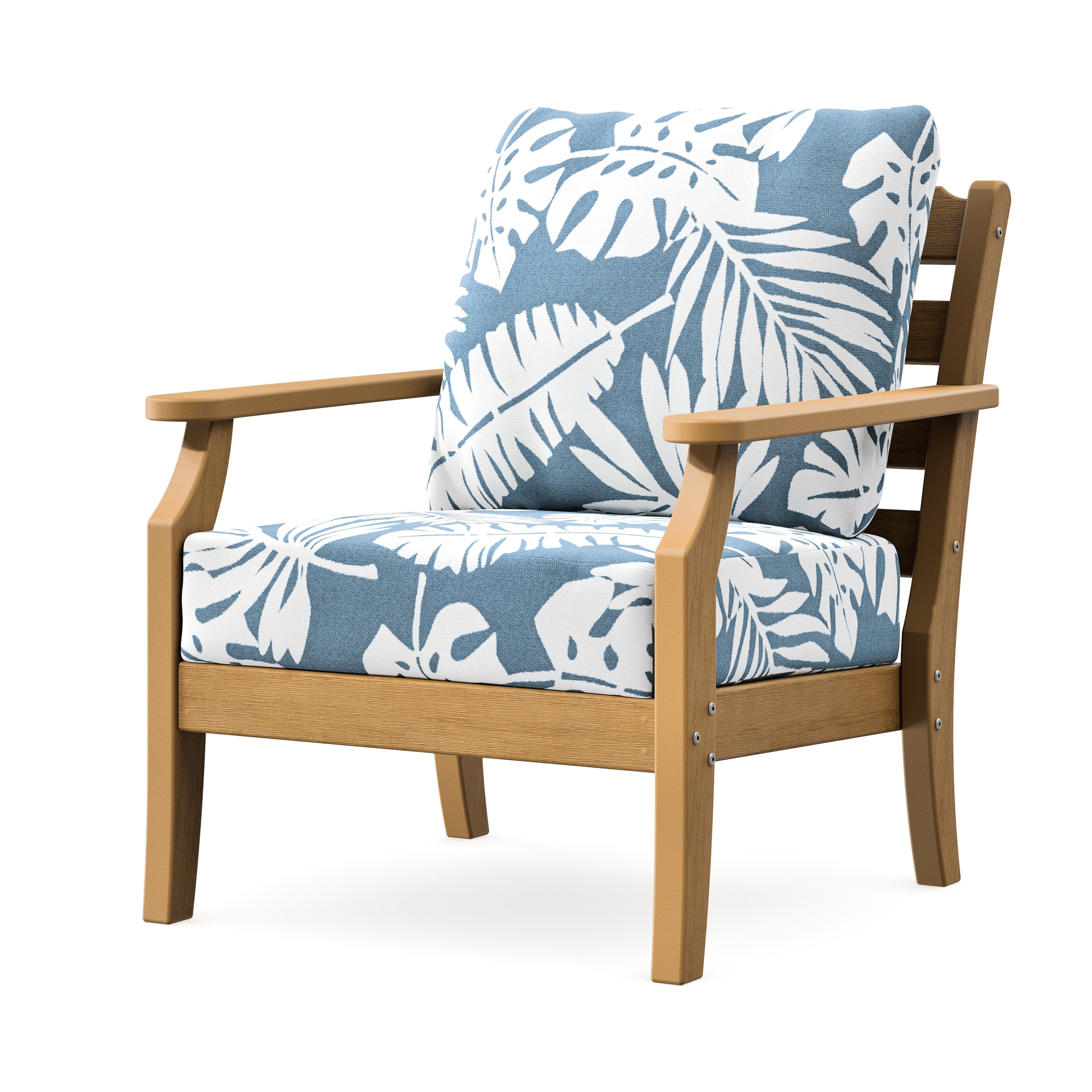 Savannah Deep Seating Chair in Natural / Leaf Sky Blue