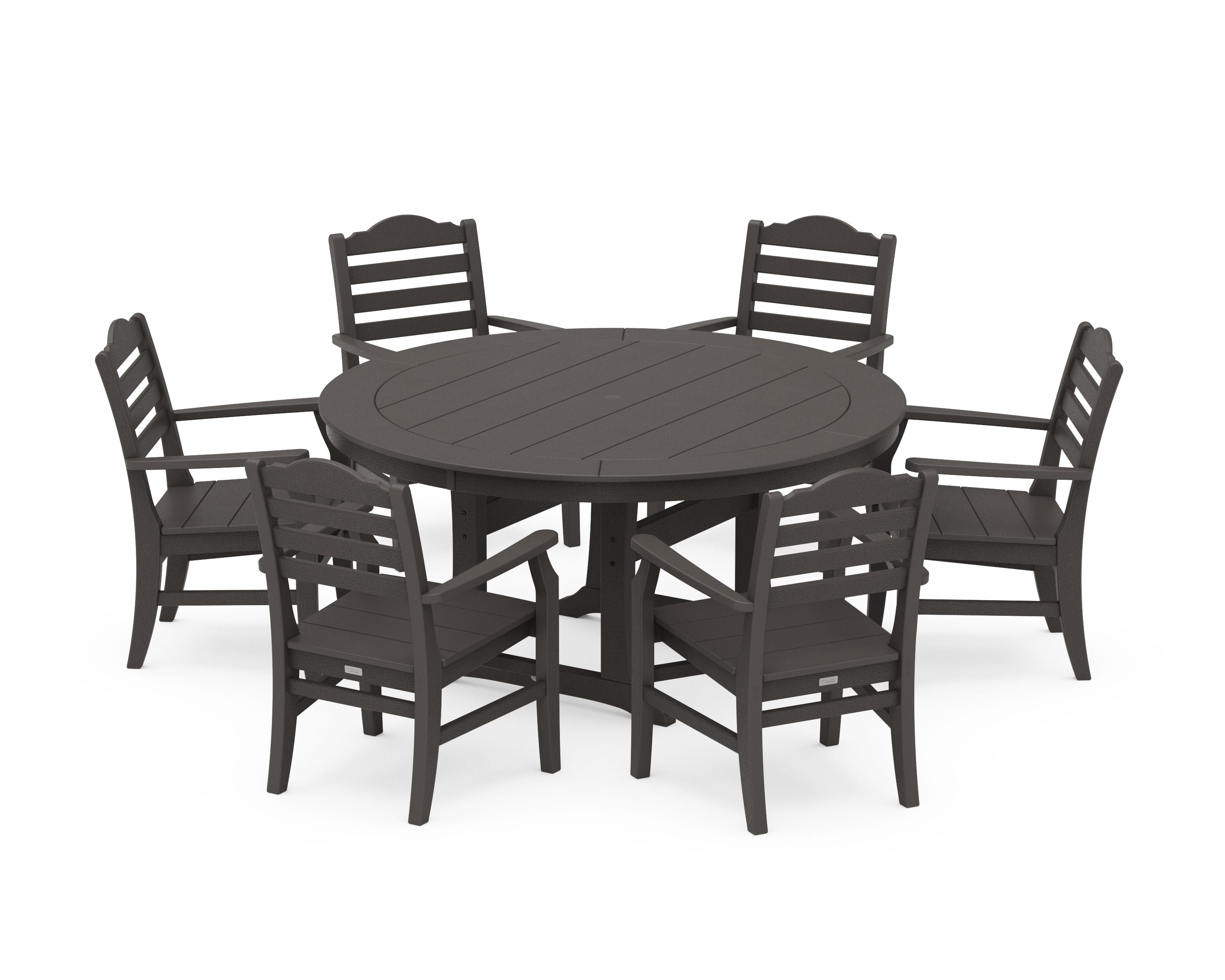 Savannah 7-Piece Arm Chair Round Dining Set in Vintage Coffee