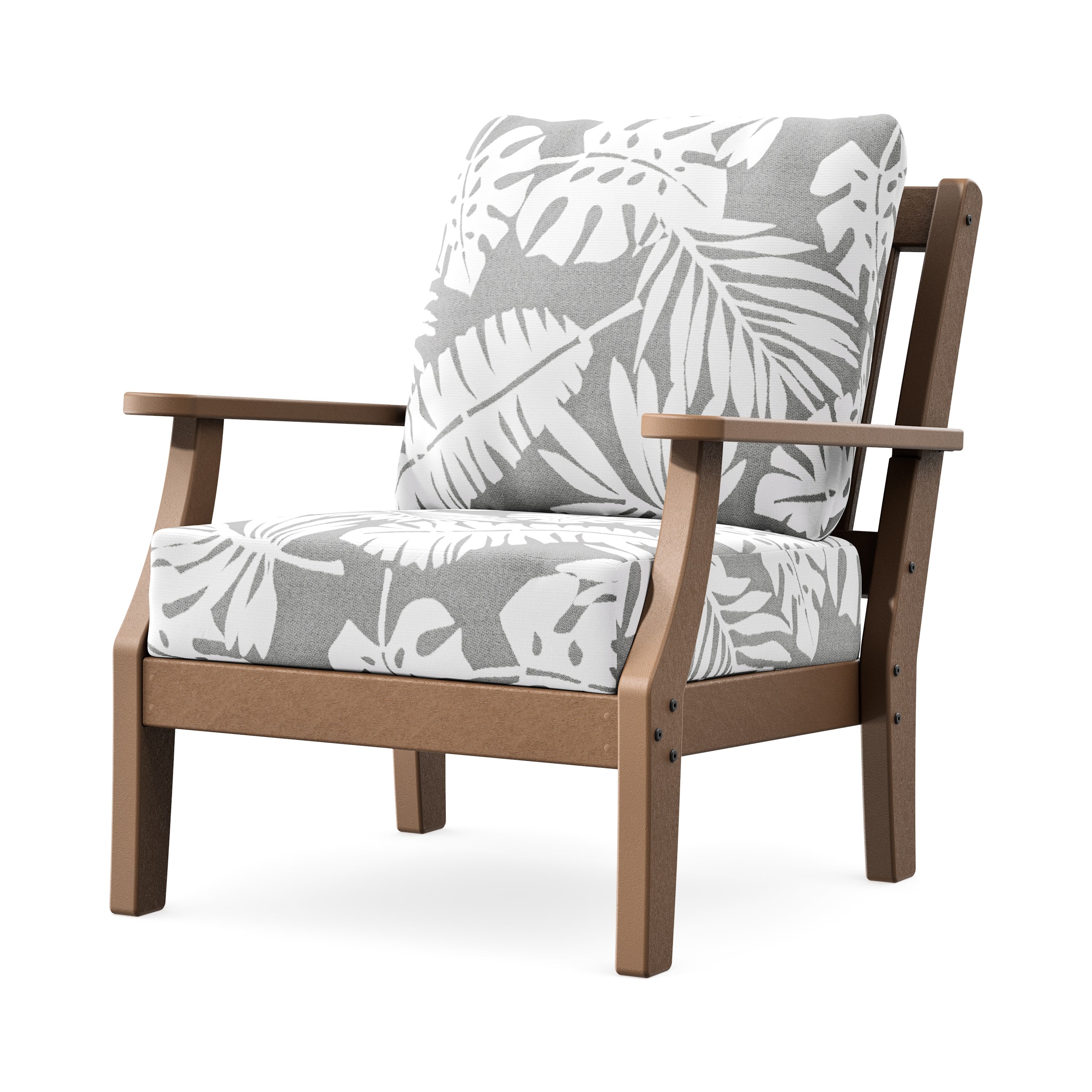 Chinoiserie Deep Seating Chair in Teak / Leaf Grey Mist