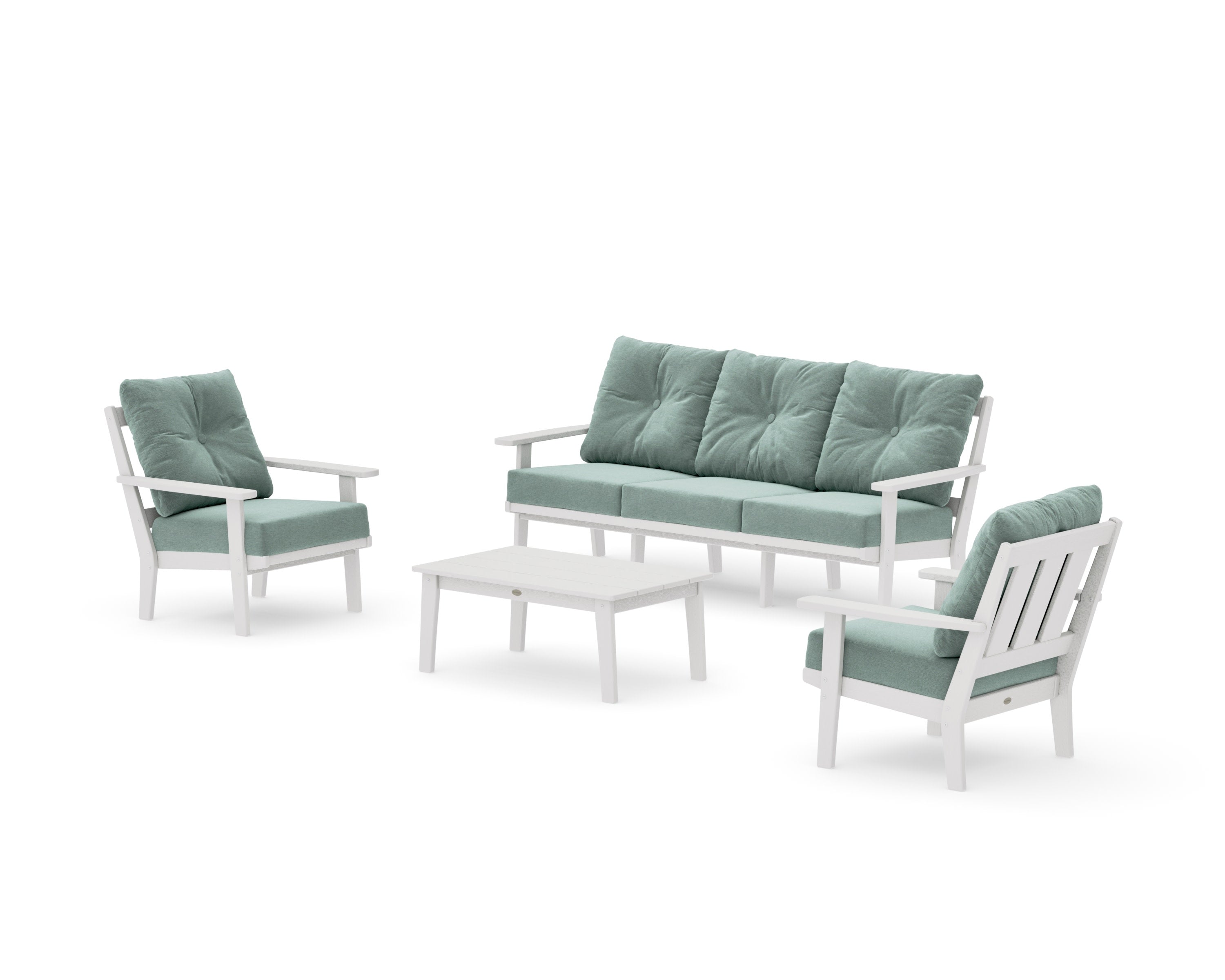 Oxford 4-Piece Deep Seating Set with Sofa in Vintage White / Glacier Spa