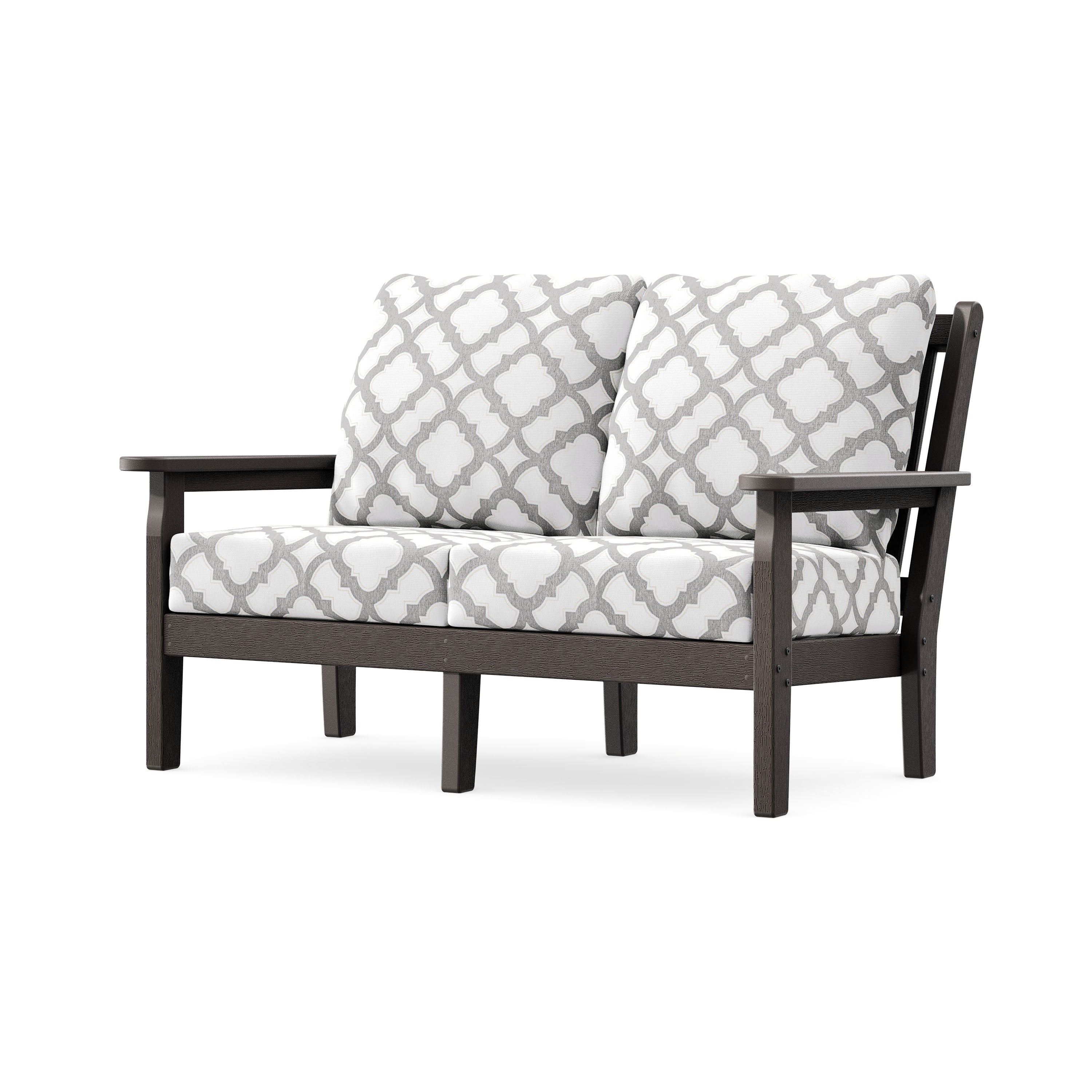 Chippendale Deep Seating Loveseat in Vintage Coffee / Trellis Grey Mist