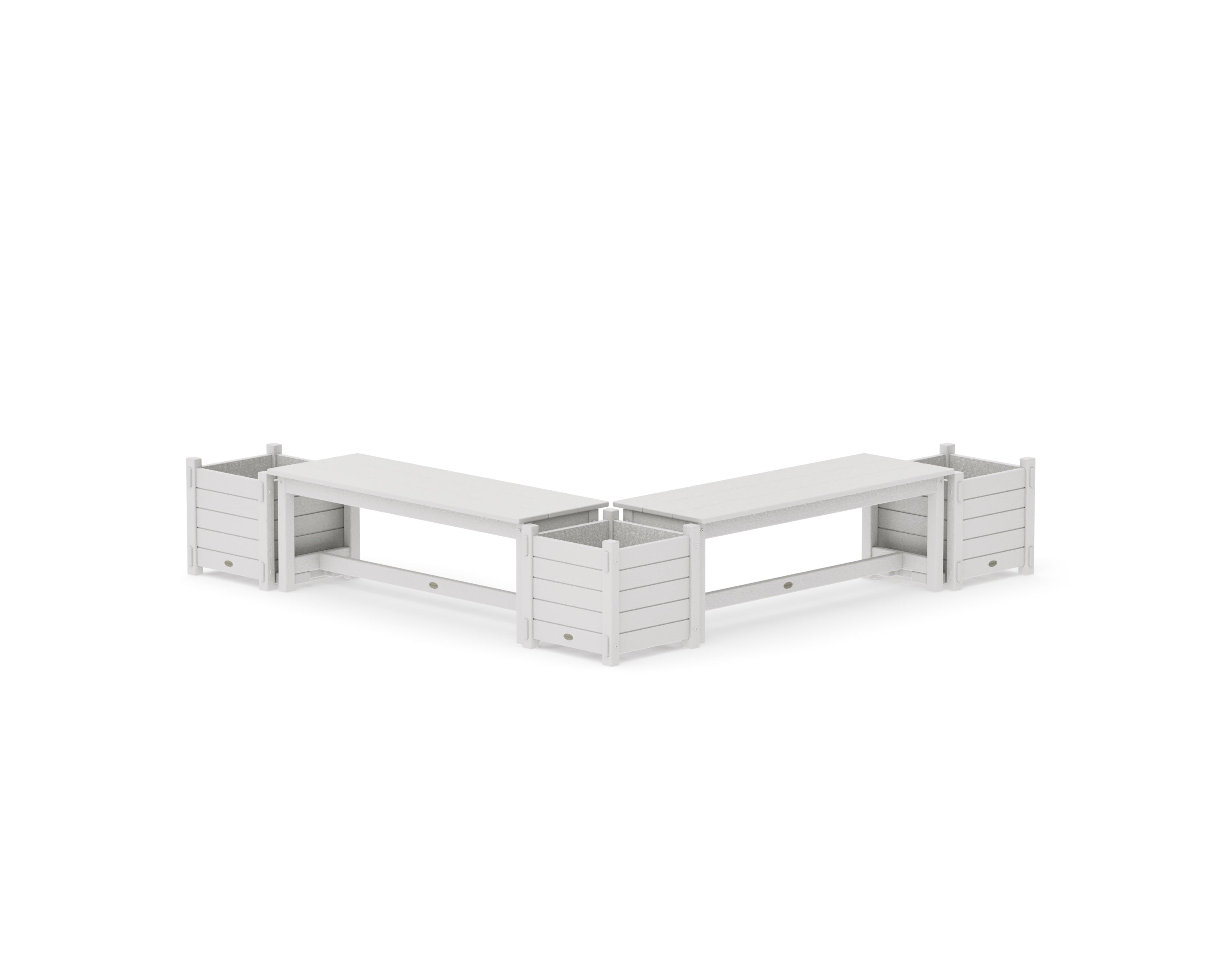 48" Nautical L- Shaped Planter Bench Corner Set in Vintage White