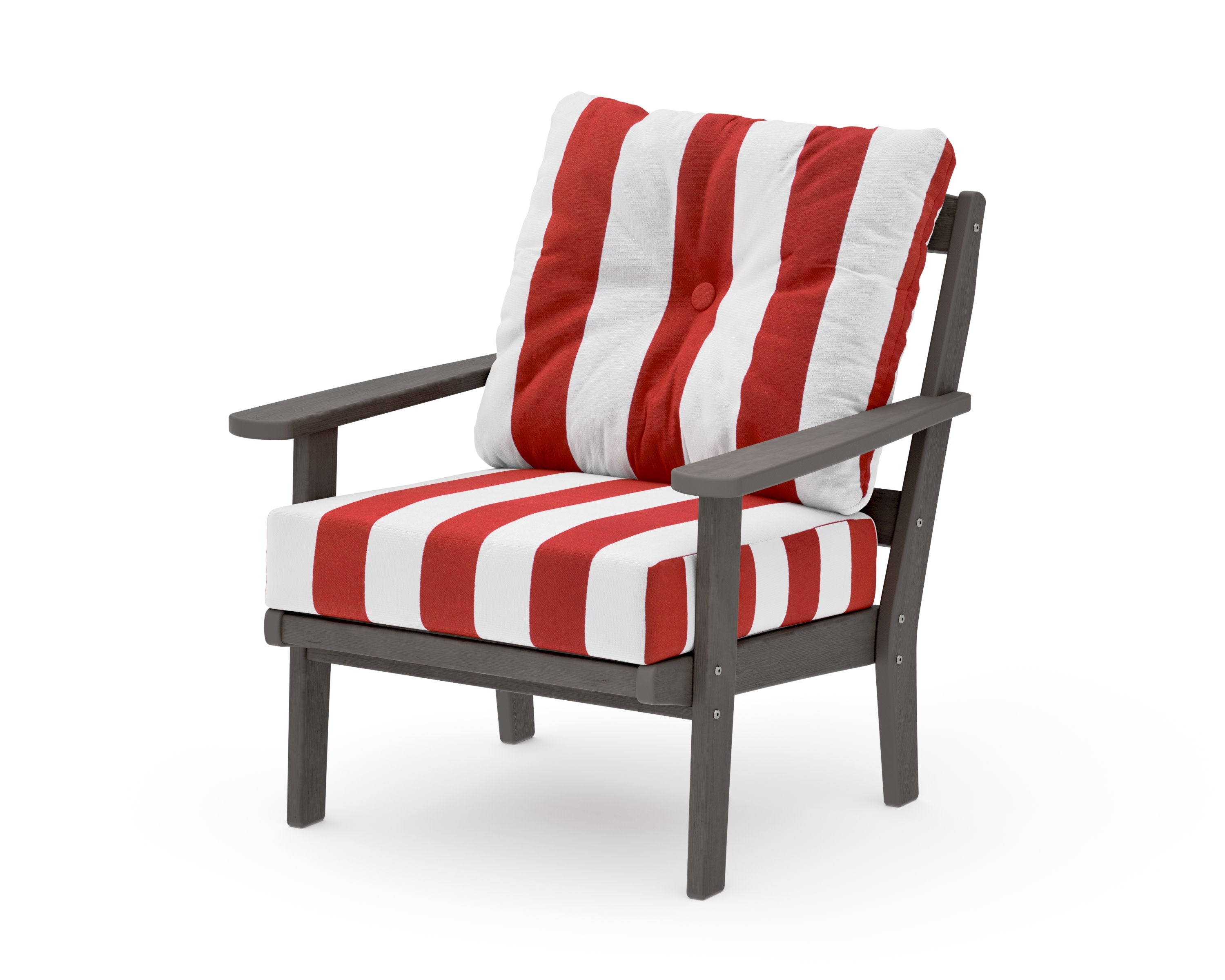 Mission Deep Seating Chair in Driftwood / Cabana Stripe Crimson