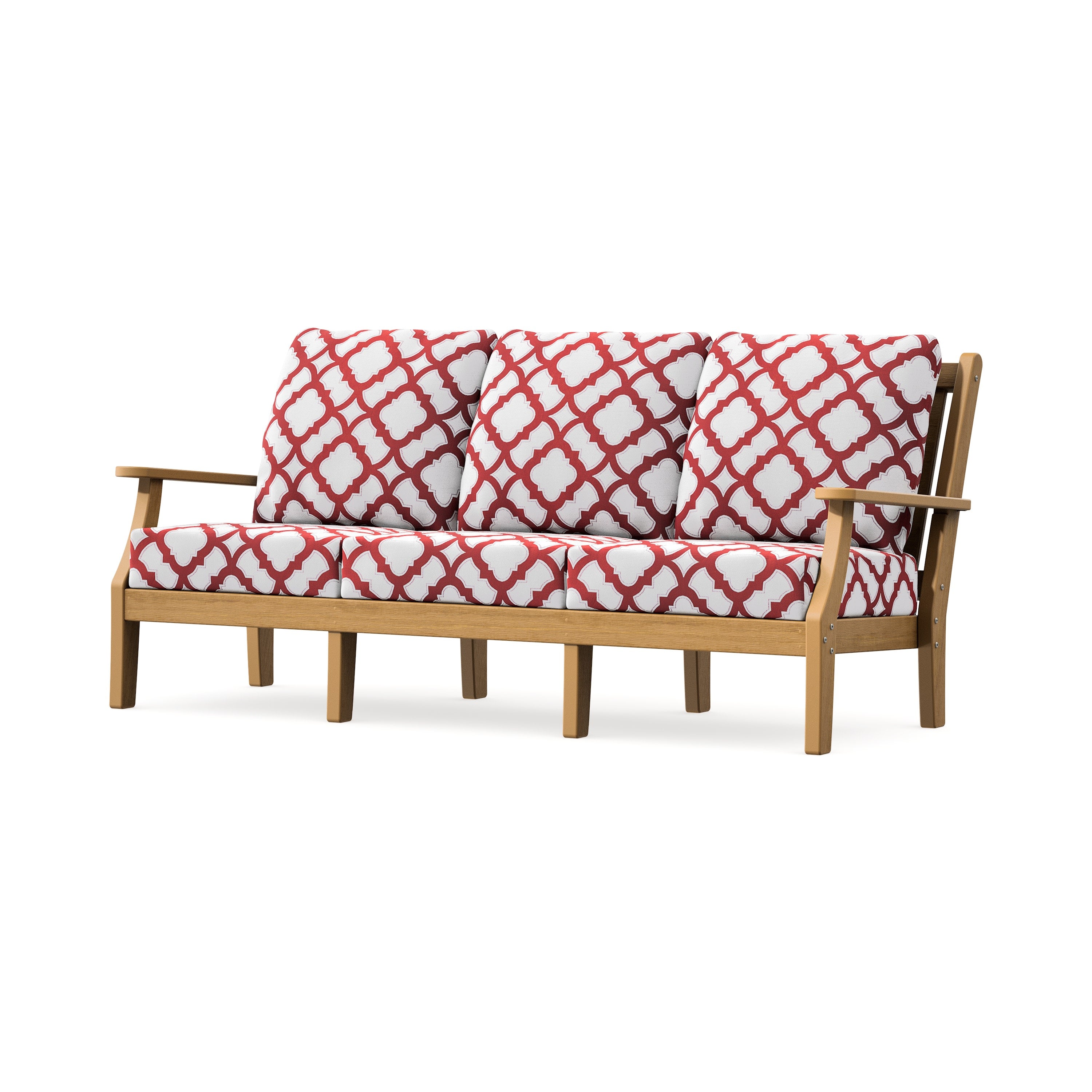 Wovendale Deep Seating Sofa in Natural / Trellis Crimson