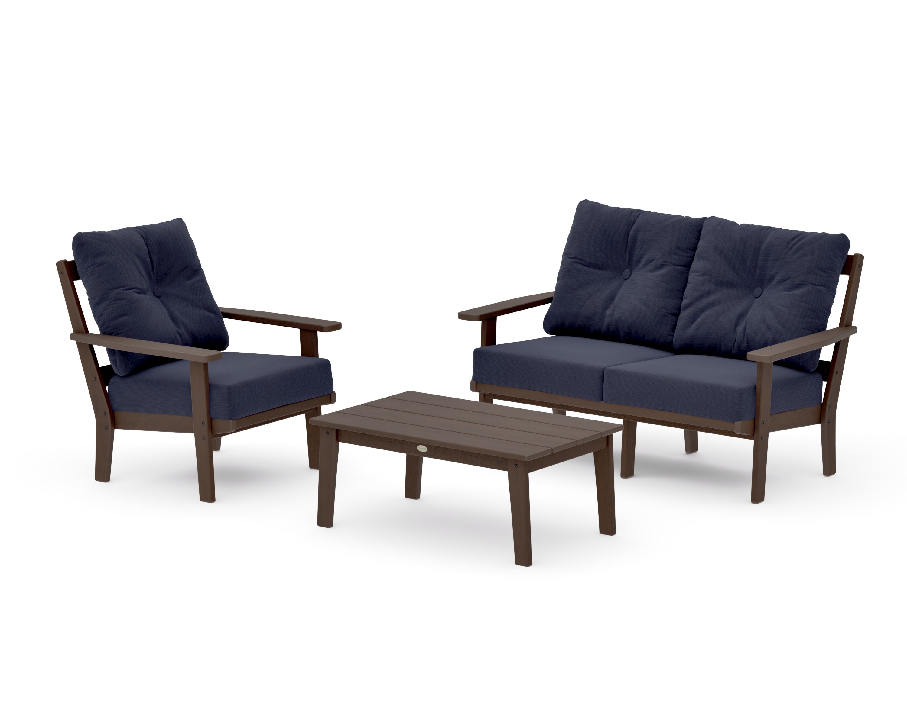 Oxford 3-Piece Deep Seating Set with Loveseat in Kona / Navy Linen