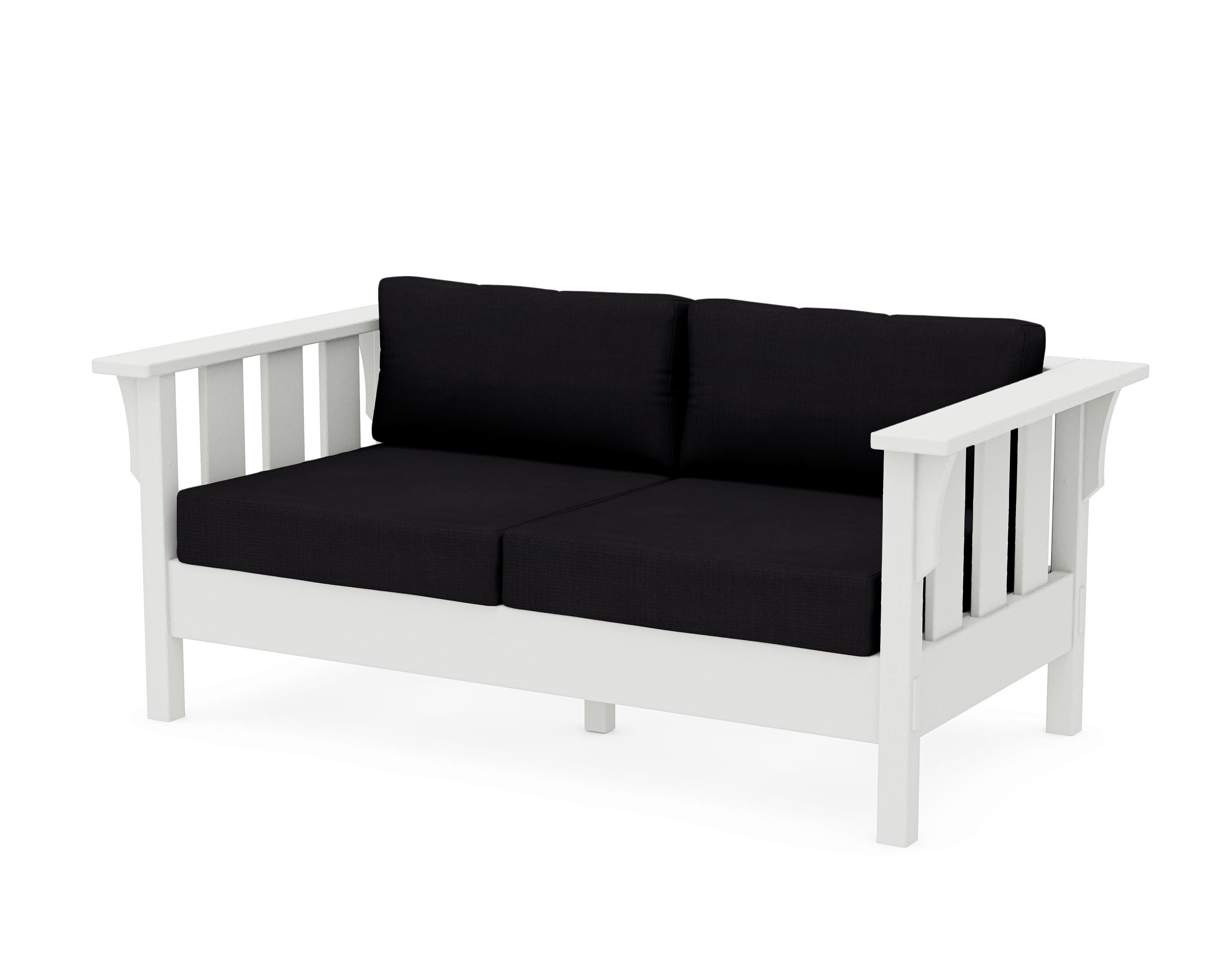 Acadia Deep Seating Loveseat in Vintage White / Midnight Linen