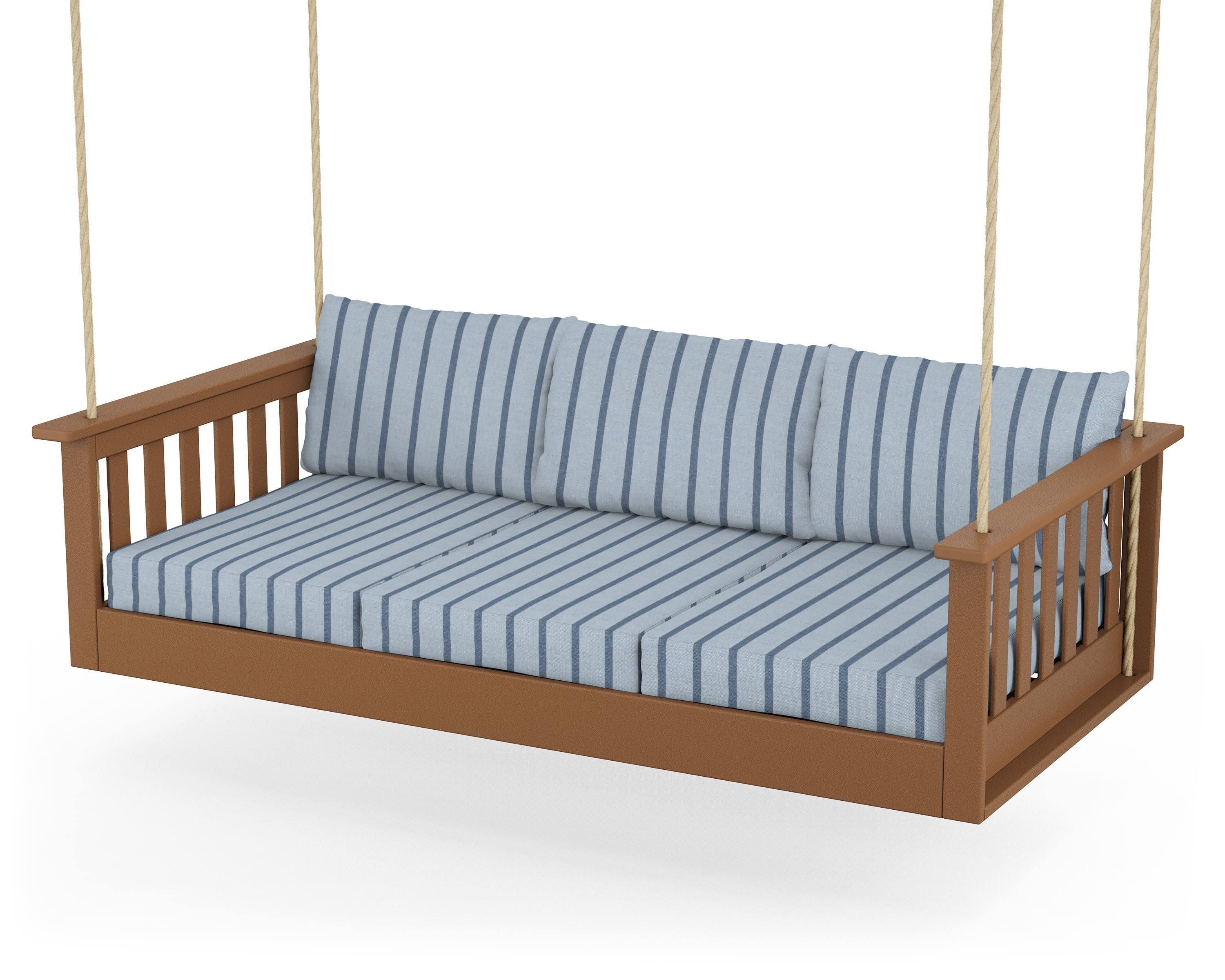 Vineyard Daybed Swing in Teak / Unwind Sky
