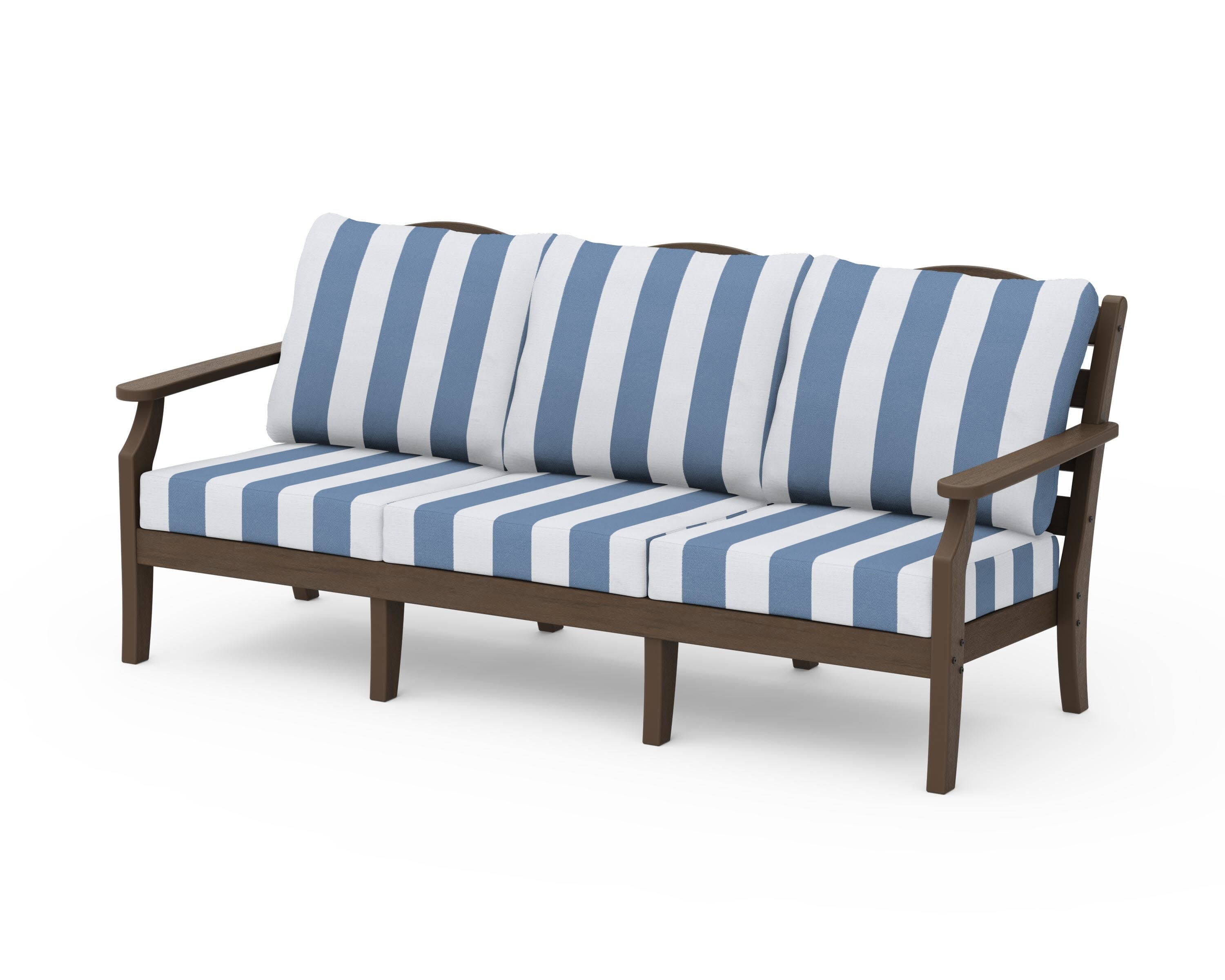 Savannah Deep Seating Sofa in Kona / Cabana Stripe Sky Blue