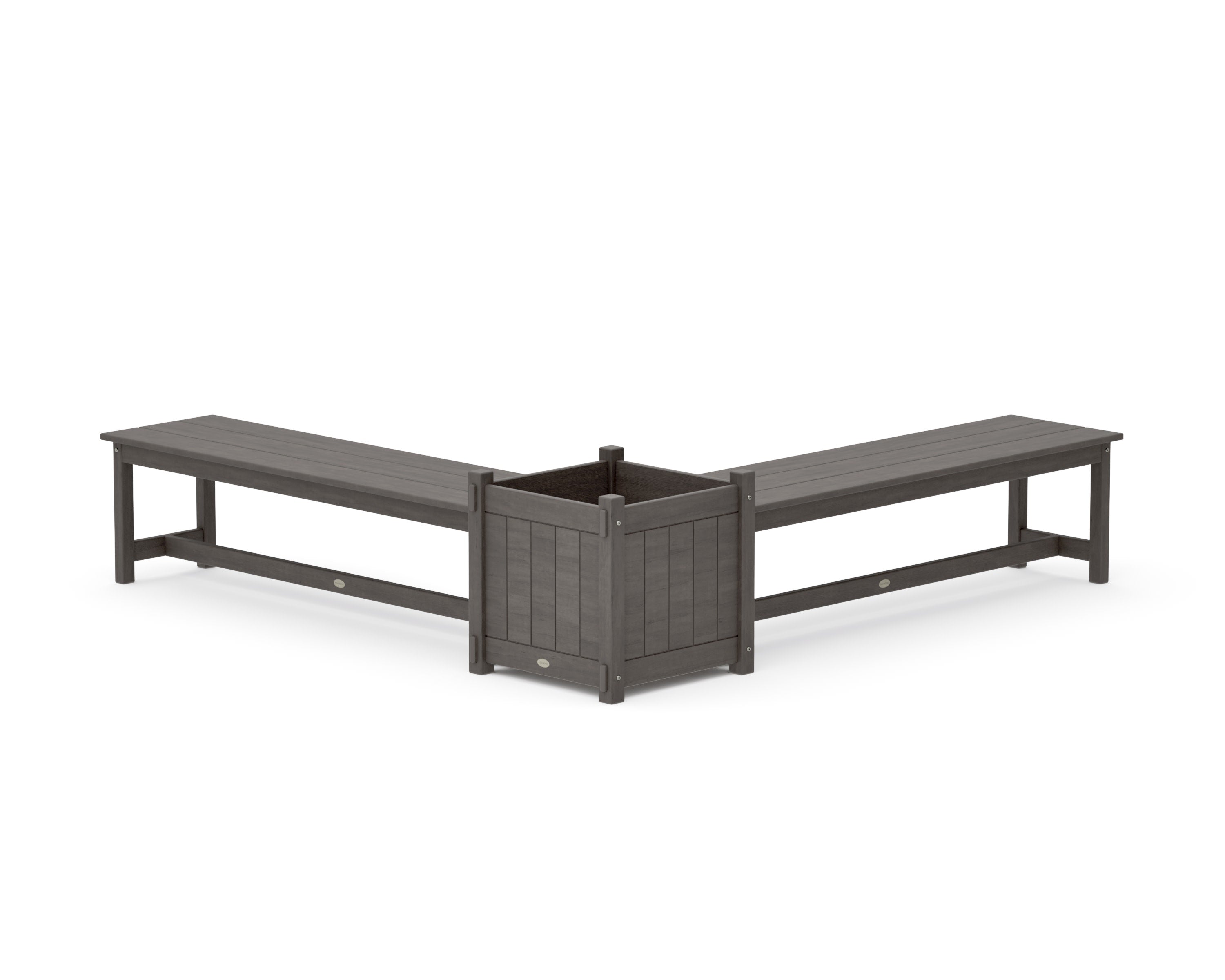 60" Vineyard L- Shaped Planter Bench Set- Large in Driftwood