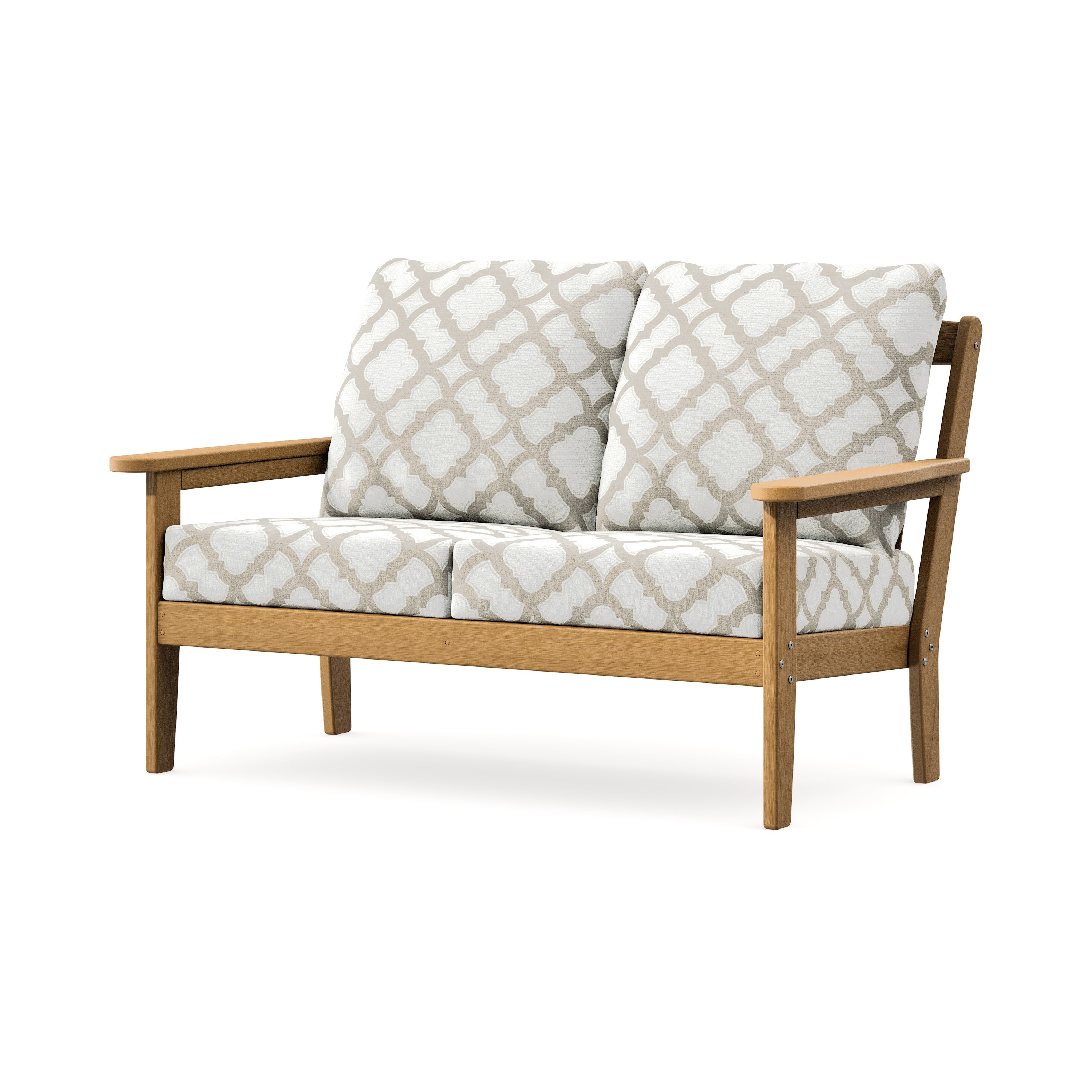 Cottage Deep Seating Loveseat in Natural / Trellis Dune Burlap