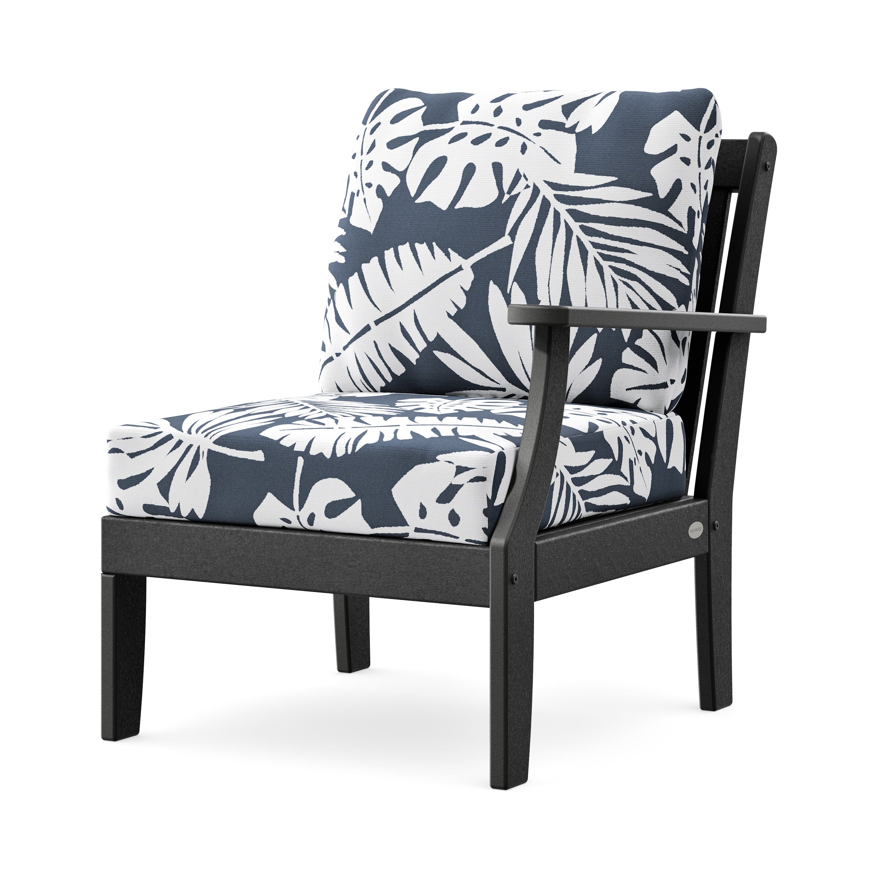 Braxton Modular Right Arm Chair in Black / Leaf Marine Indigo