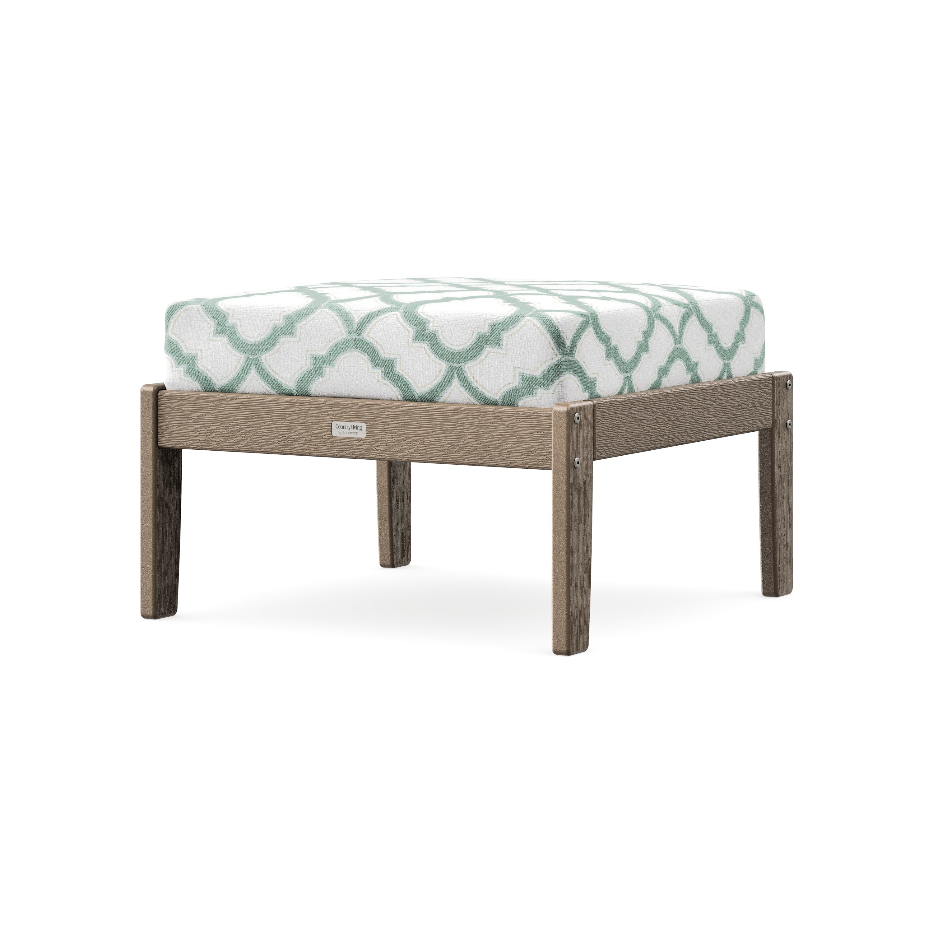 Cottage Deep Seating Ottoman in Vintage Sahara / Trellis Glacier Spa