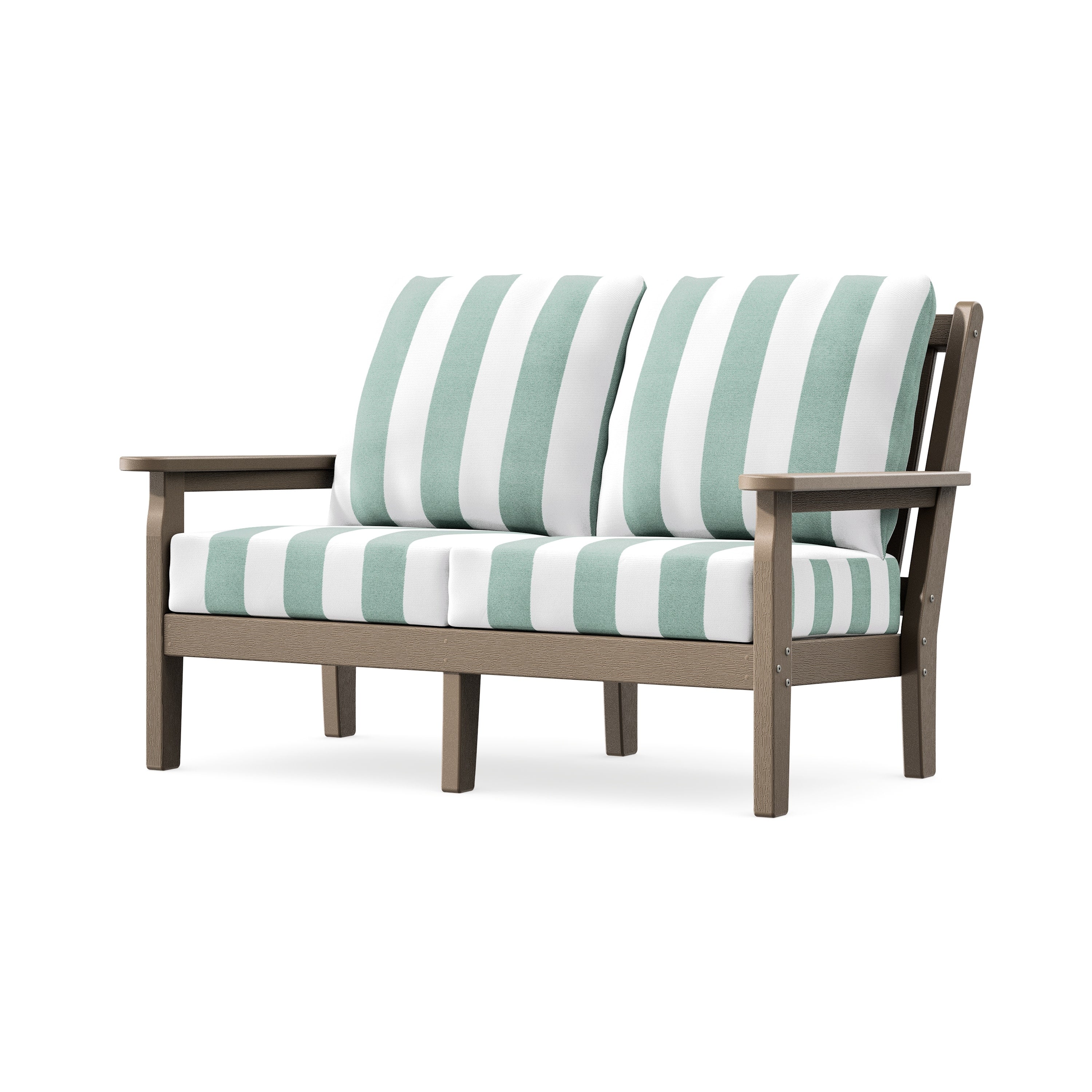 Chippendale Deep Seating Loveseat in Vintage Sahara / Cabana Stripe Glacier Spa