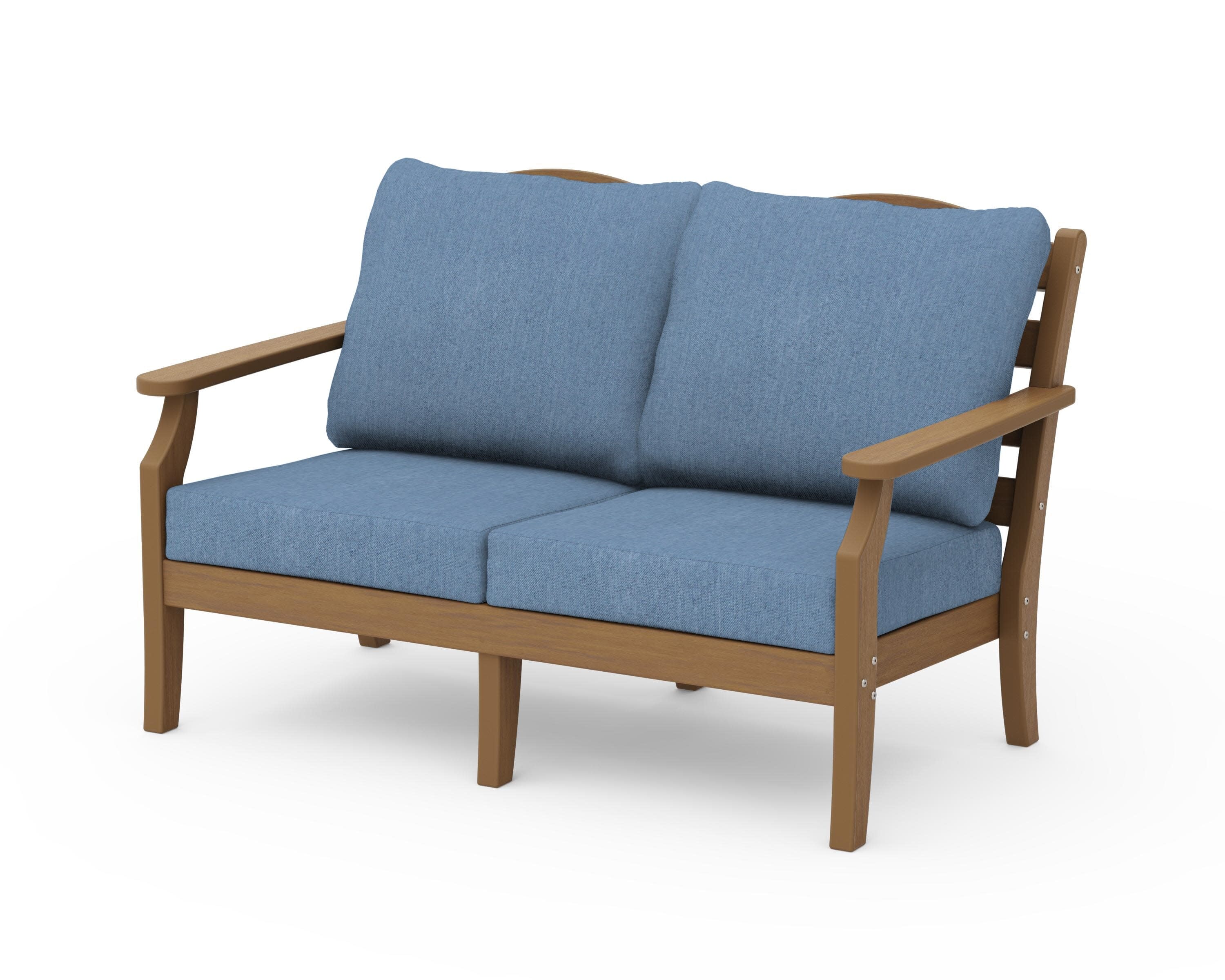 Savannah Deep Seating Loveseat in Natural / Sky Blue