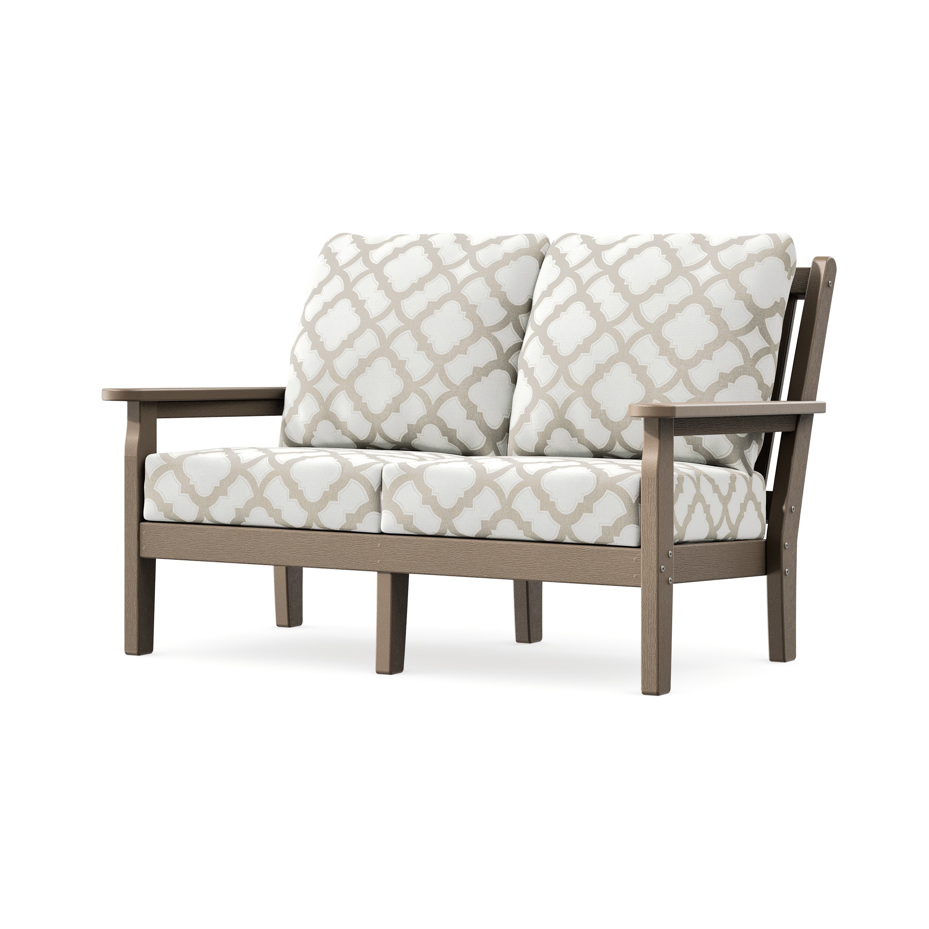 Chippendale Deep Seating Loveseat in Vintage Sahara / Trellis Dune Burlap