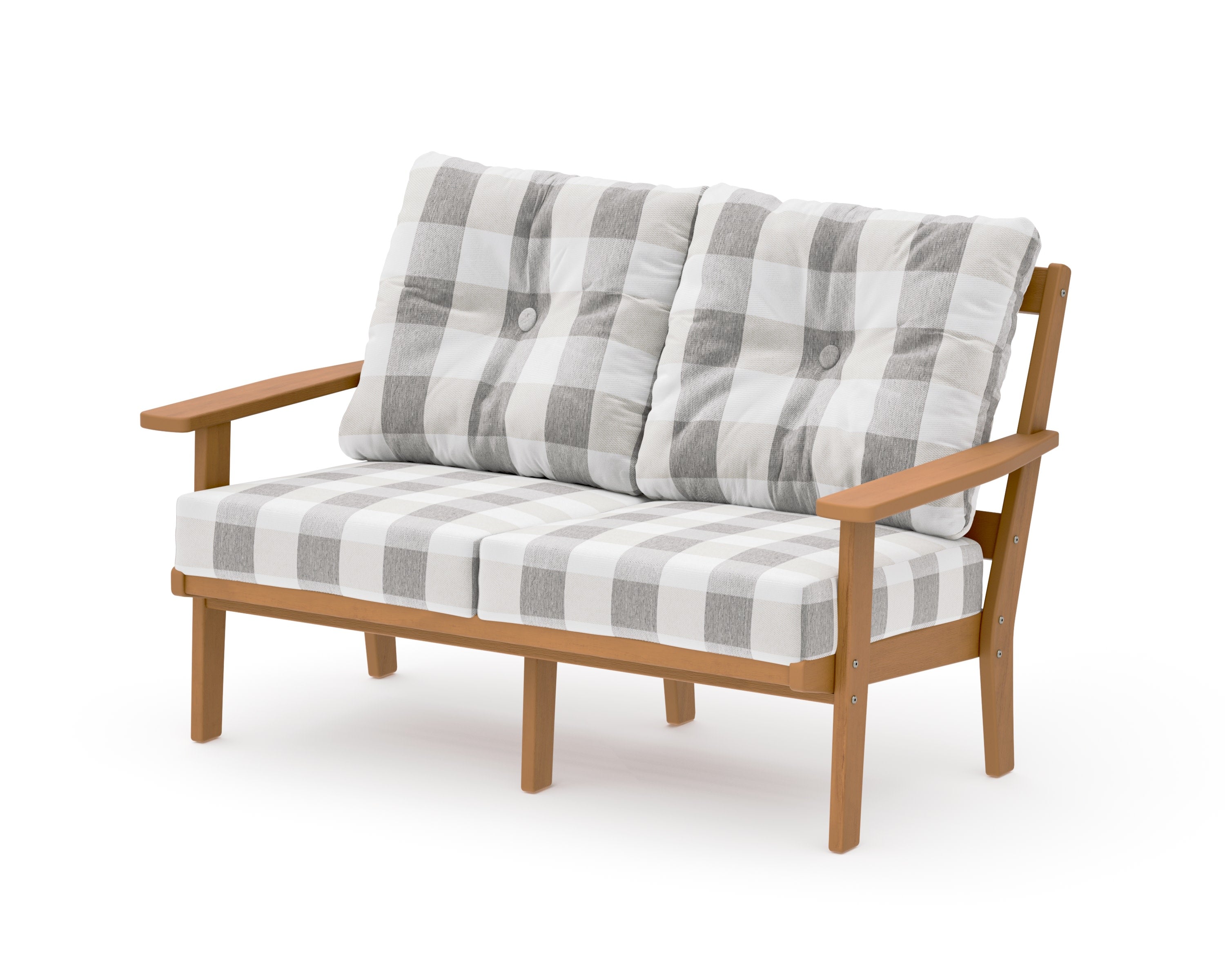 Oxford Deep SeatingLoveseat in Natural / Buffalo Plaid Grey Mist