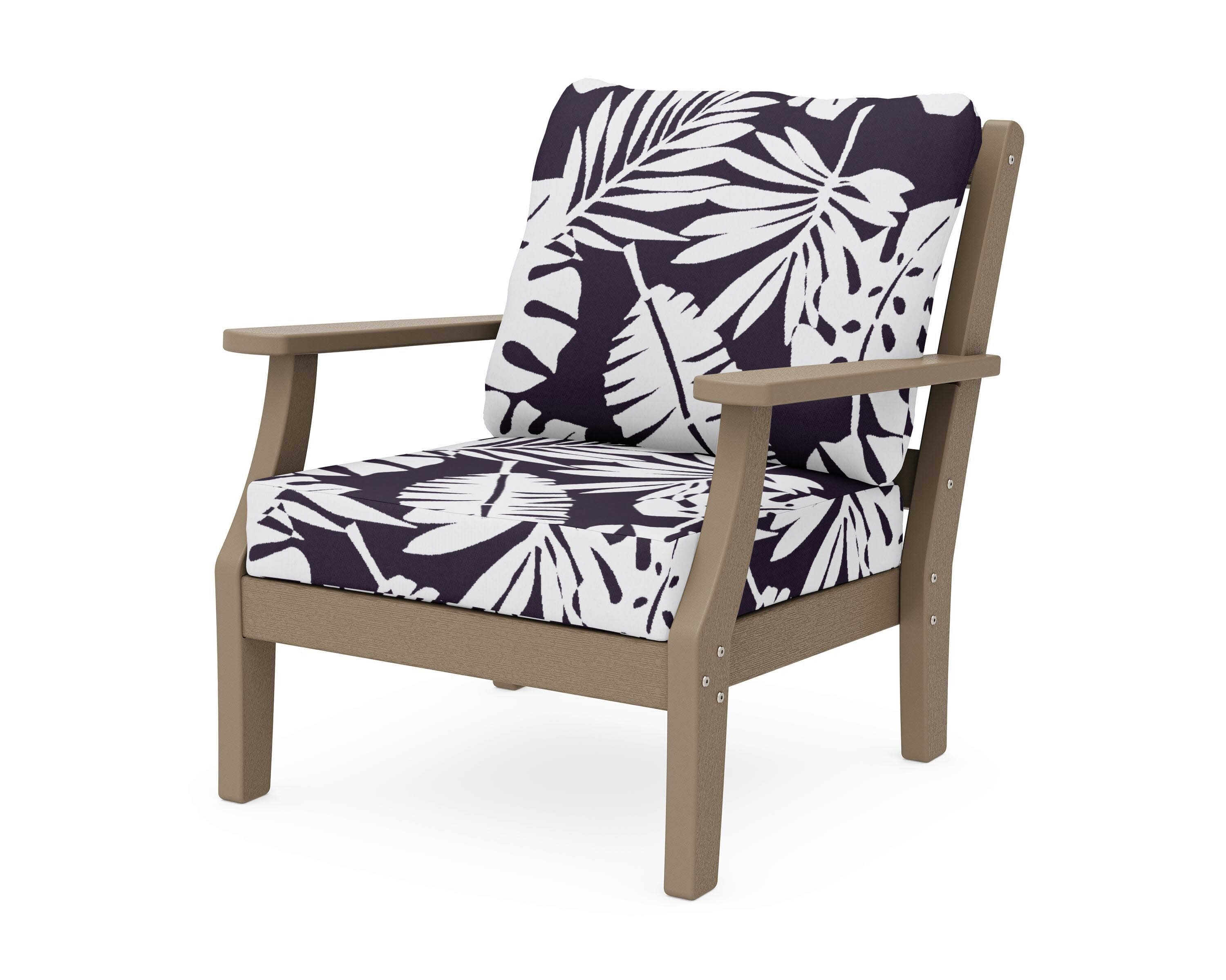 Chinoiserie Deep Seating Chair in Vintage Sahara / Leaf Navy