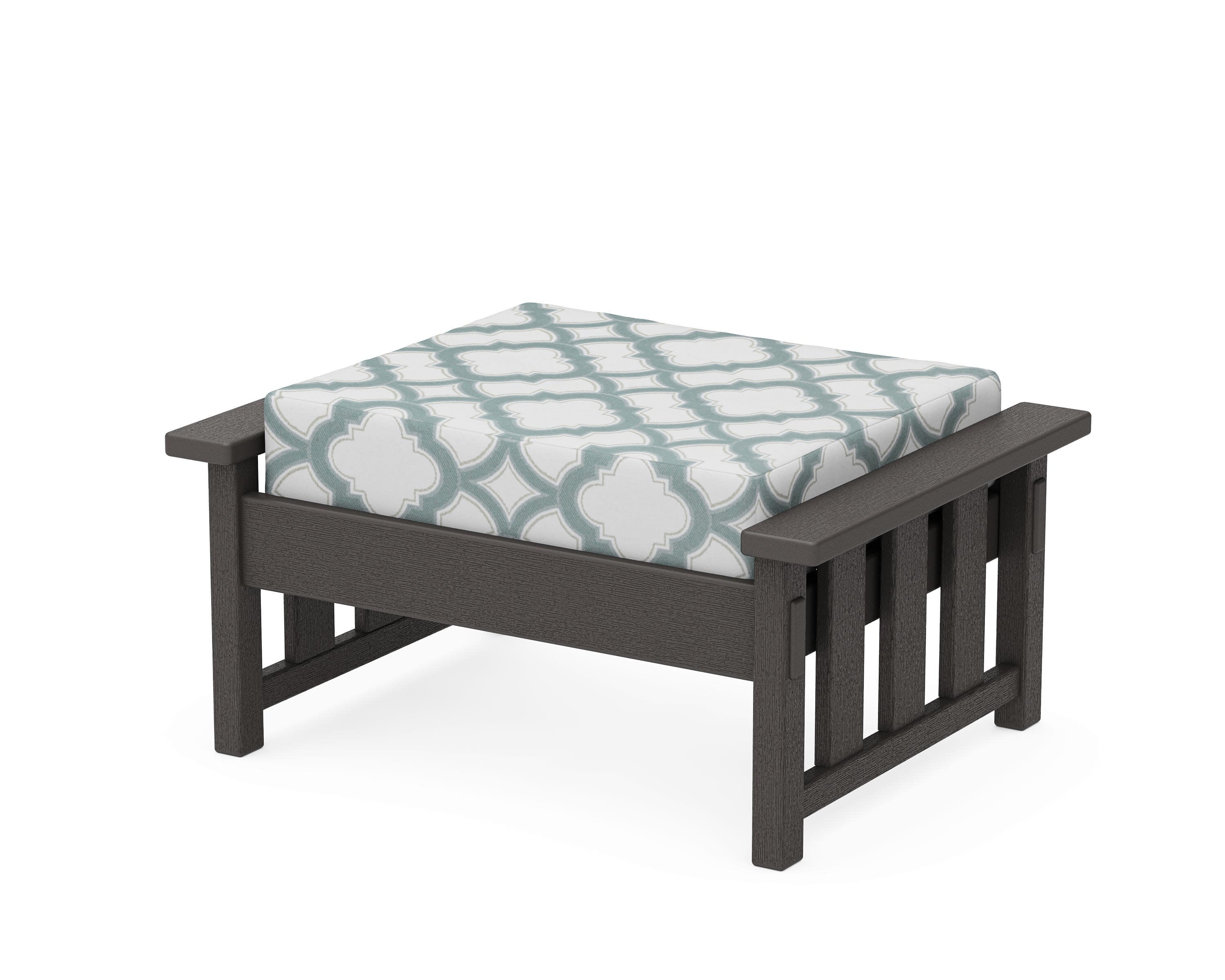 Acadia Deep Seating Ottoman in Vintage Coffee / Trellis Glacier Spa
