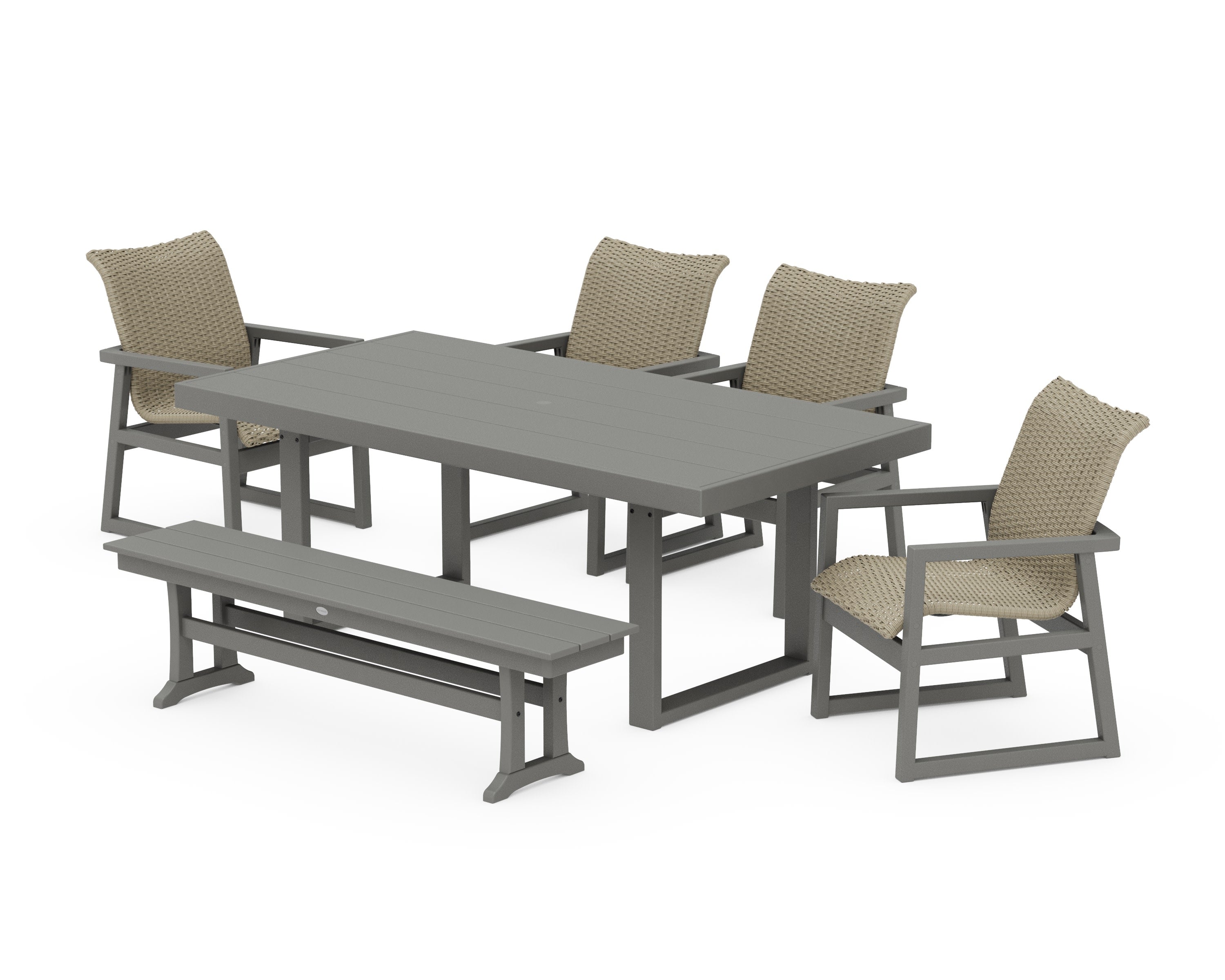 EDGE Woven 6-Piece Dining Set with Bench