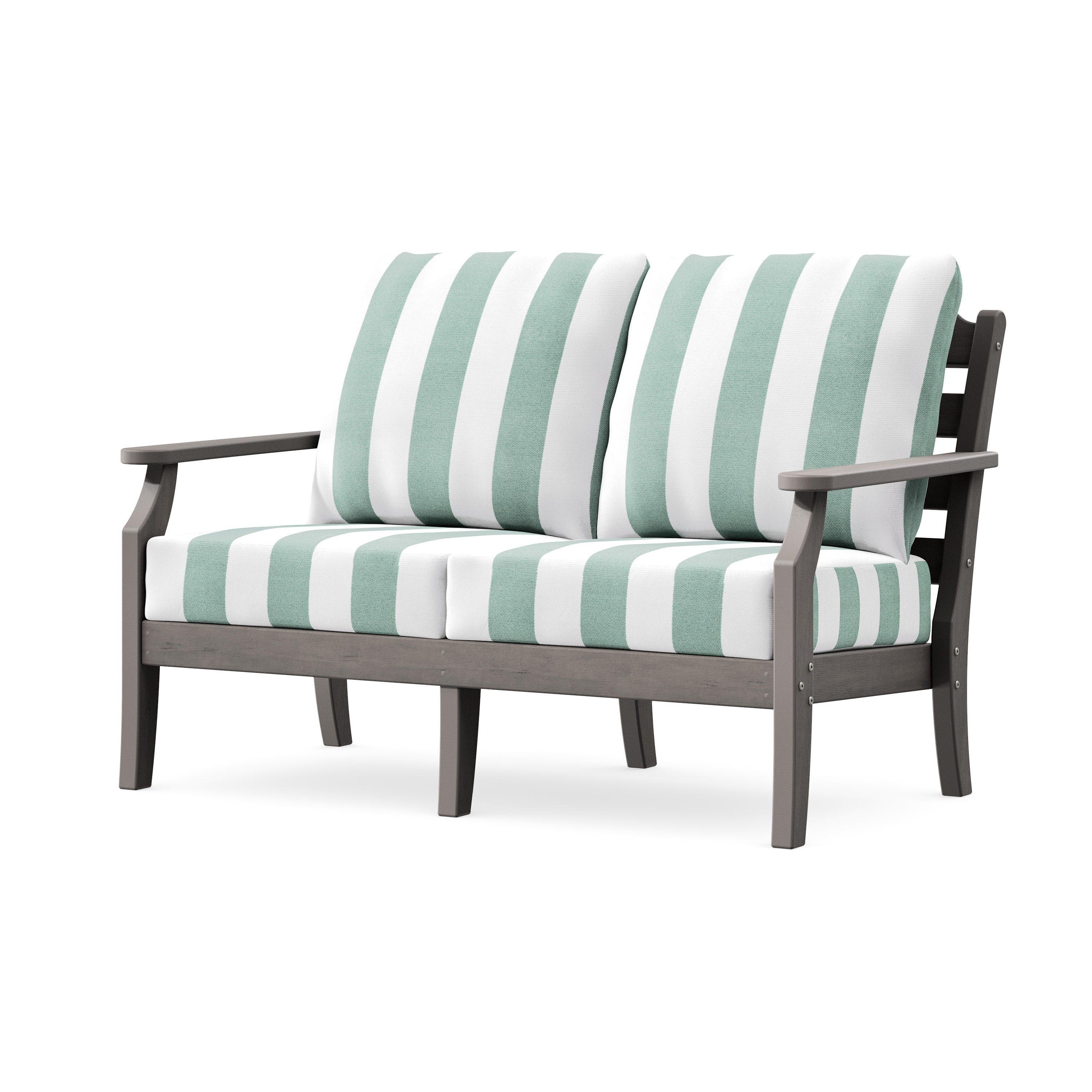 Savannah Deep Seating Loveseat in Driftwood / Cabana Stripe Glacier Spa